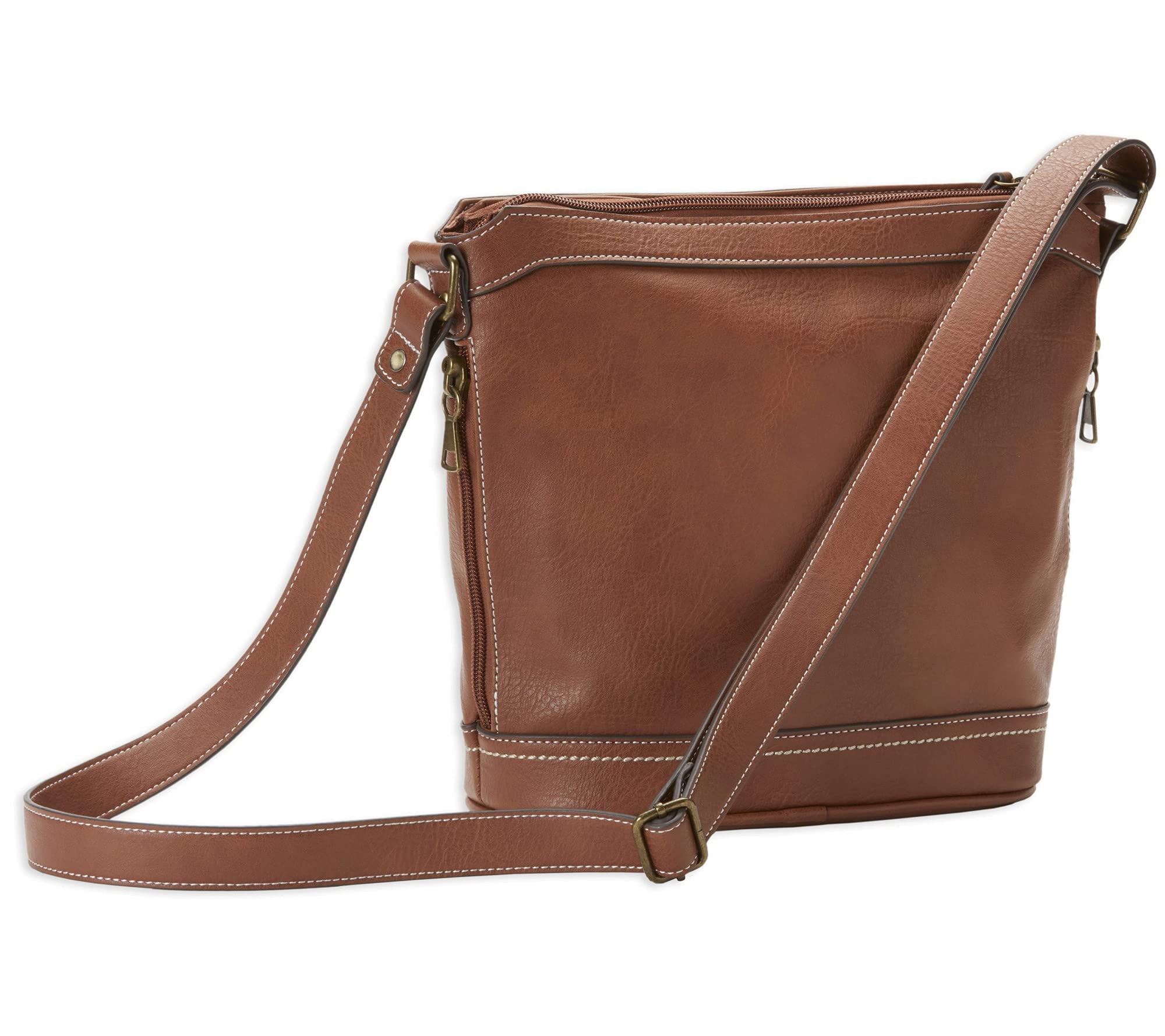 Bulldog Cases BDP-045 Bucket Style Crossbody Purse with Holster - Saddle Brown (10