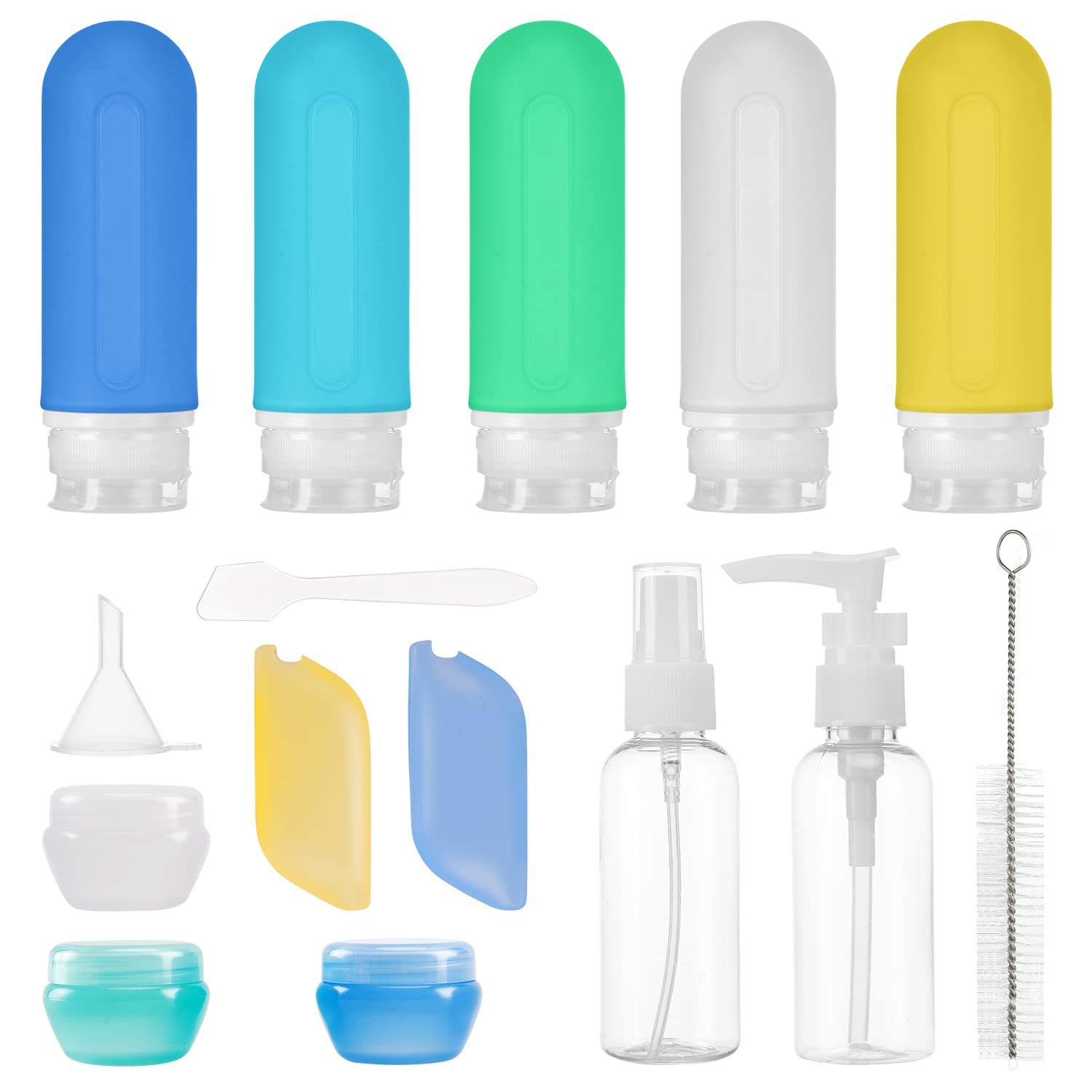 Beveetio 17 Pack TSA Approved Leakproof Silicone Travel Bottles (3OZ) - BPA Free Refillable Toiletry Containers for Shampoo, Lotion, Soap & Cosmetics - Perfect for Air Travel, Camping & Gym Essentials