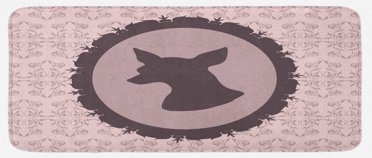 Ambesonne Non-Slip Chihuahua Dog Silhouette Vintage Kitchen Mat, Plush Decorative Floor Rug with Anti-Skid Backing, 47