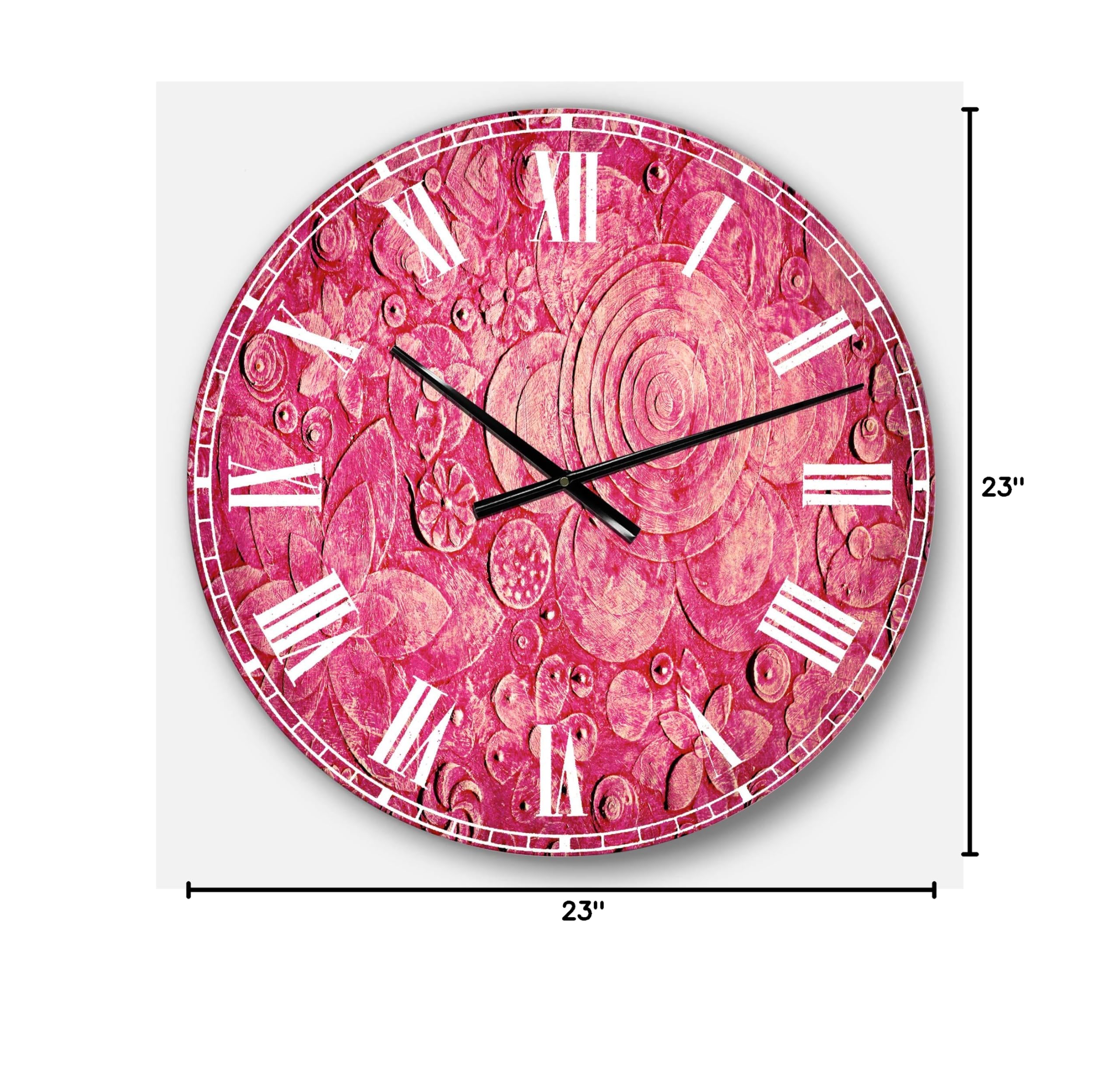 Designart Summer Hawaiian Flowers Wall Art Traditional Circle Metal Wall Clock - Home Decor for Living Room, Bedroom, Office | Perfect for Beach House, Tropical Theme & Boho Interior Design