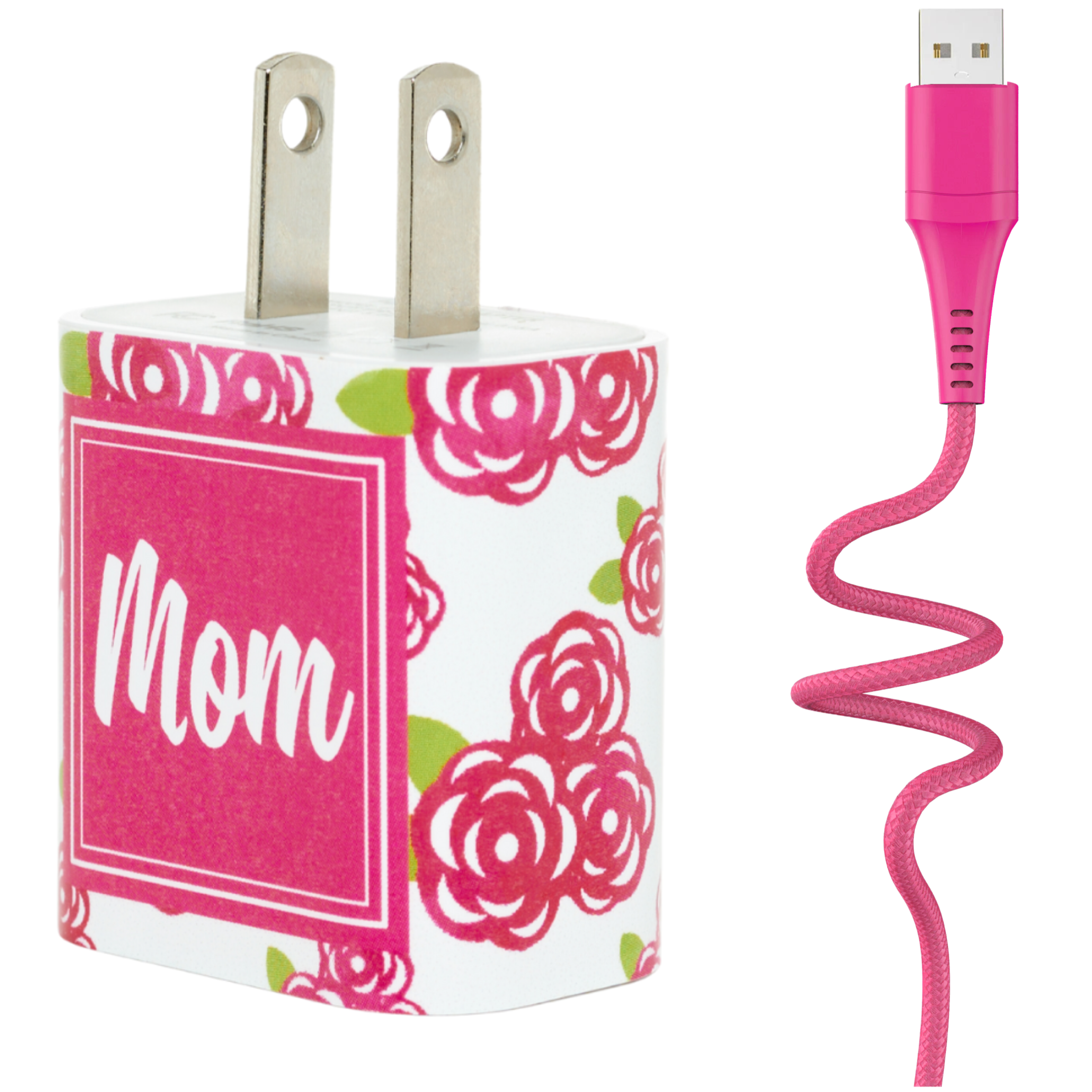 Floral Phone Charger Gift Set for Mom - Perfect for Mother's Day, Birthday & Special Occasions - Fast Charging USB Cable with Elegant Flower Design
