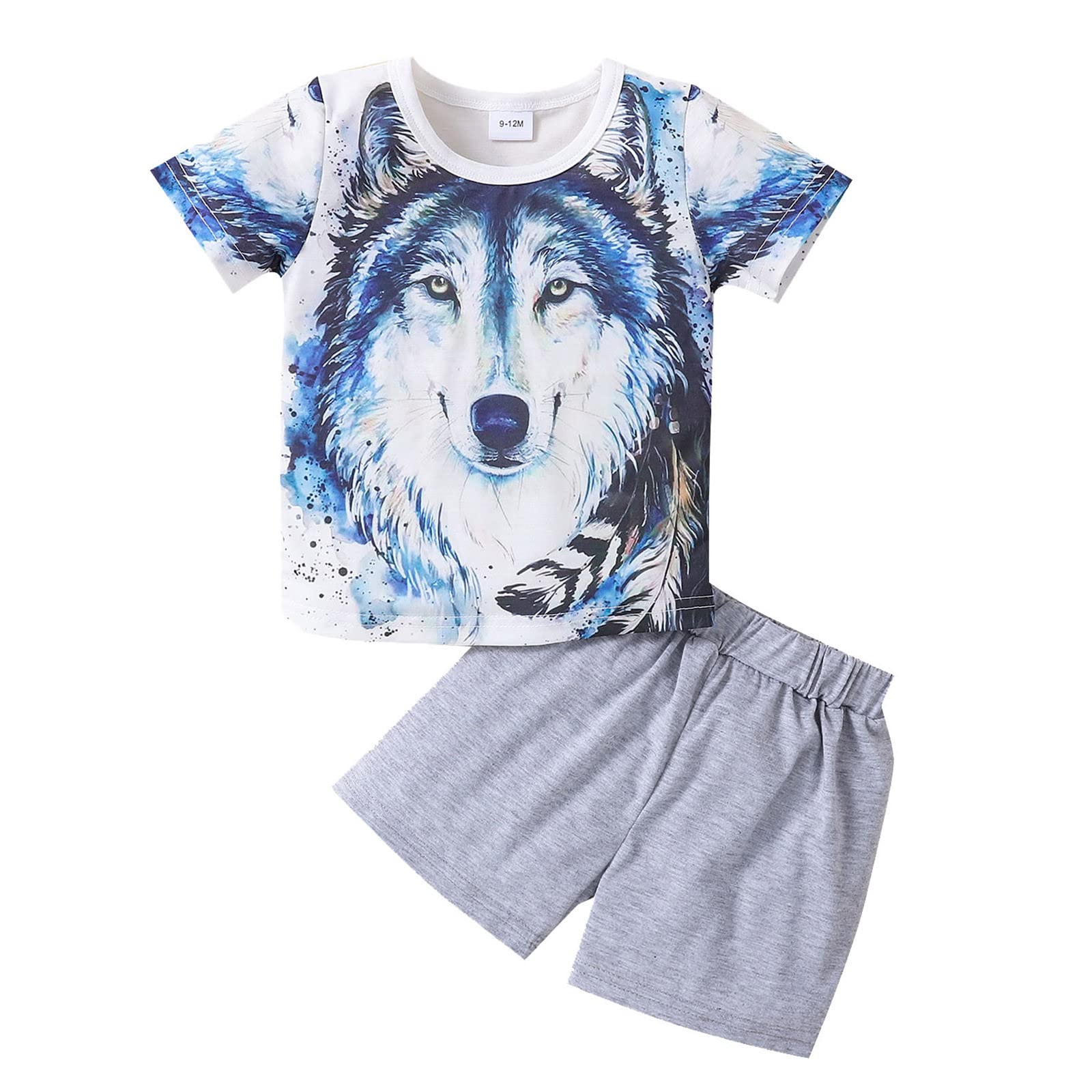Adorable Cartoon Animal Print Baby & Toddler Outfit - Short Sleeve T-Shirt & Shorts Set for Boys & Girls | Perfect for Playtime, Daycare & Family Photos