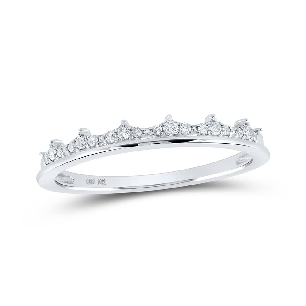 10K White Gold Women's Round Diamond Stackable Band Ring - 1/10 CTTW - Perfect for Wedding, Anniversary, Stacking & Everyday Elegance