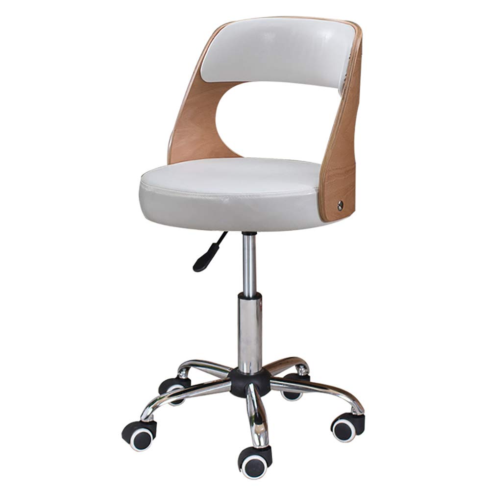 SHPEHP Ergonomic Drafting Chair with PU Leather Seat, Back Cushion & Wheels - Adjustable Swivel Rolling Stool for Office, Bar, Counter or Home Dining - Comfortable Work Stool for Architects, Artists & Long Sitting Sessions (White)