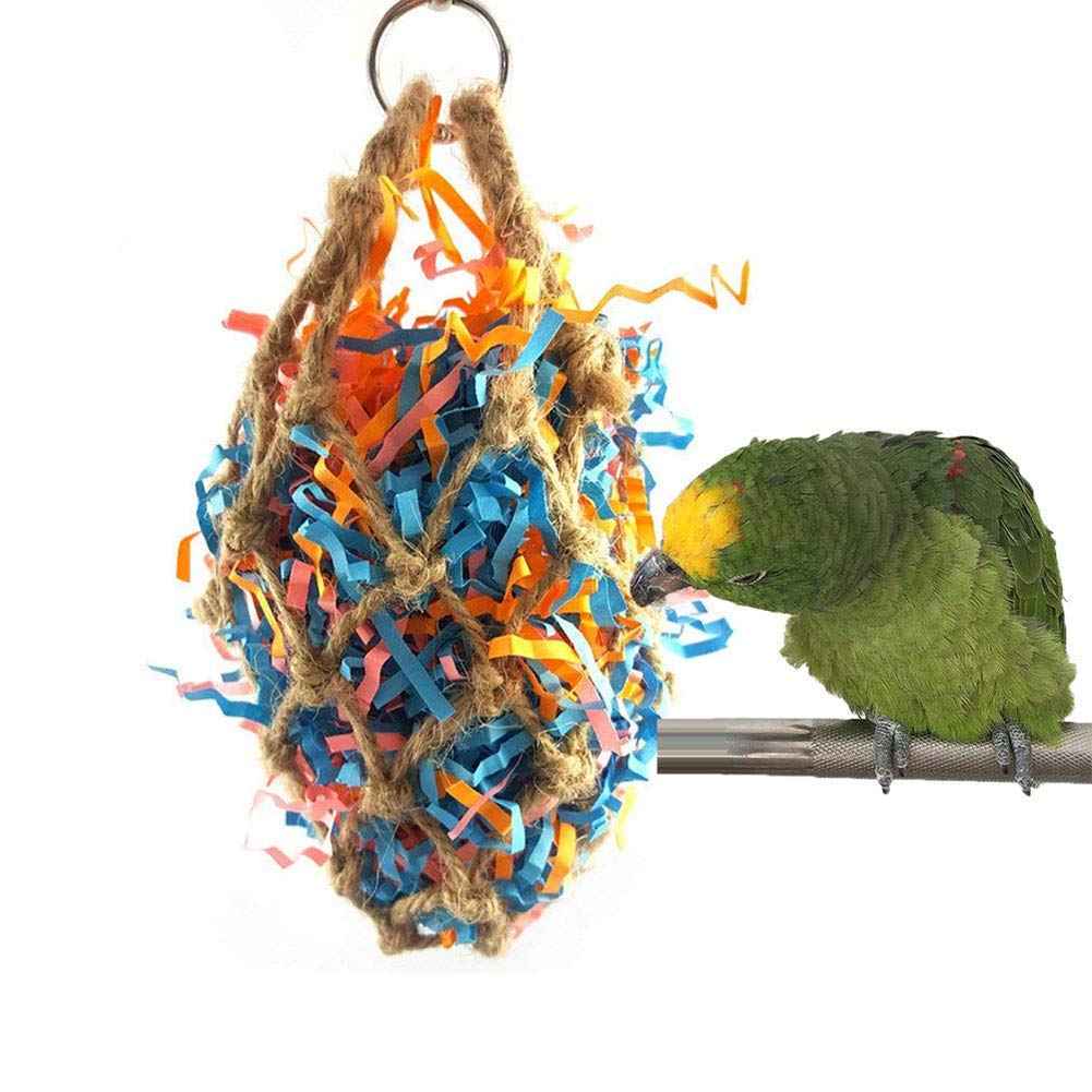 Durable Chewing Mesh Bag Toy for Birds & Parrots - Interactive Foraging & Enrichment Activity for Small Pets