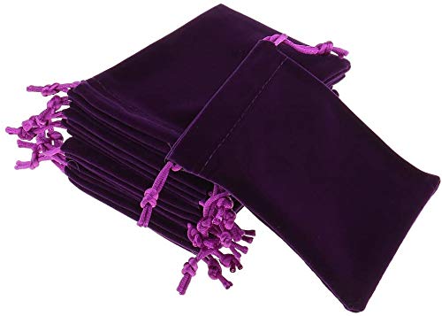 10-Piece Purple Velvet Drawstring Gift Bags (10x12cm) - Elegant Wedding Favors, Party Favor Pouches, Christmas Gift Bags for Jewelry, Candies & Small Keepsakes - Breathable Storage Solution for Events & Travel