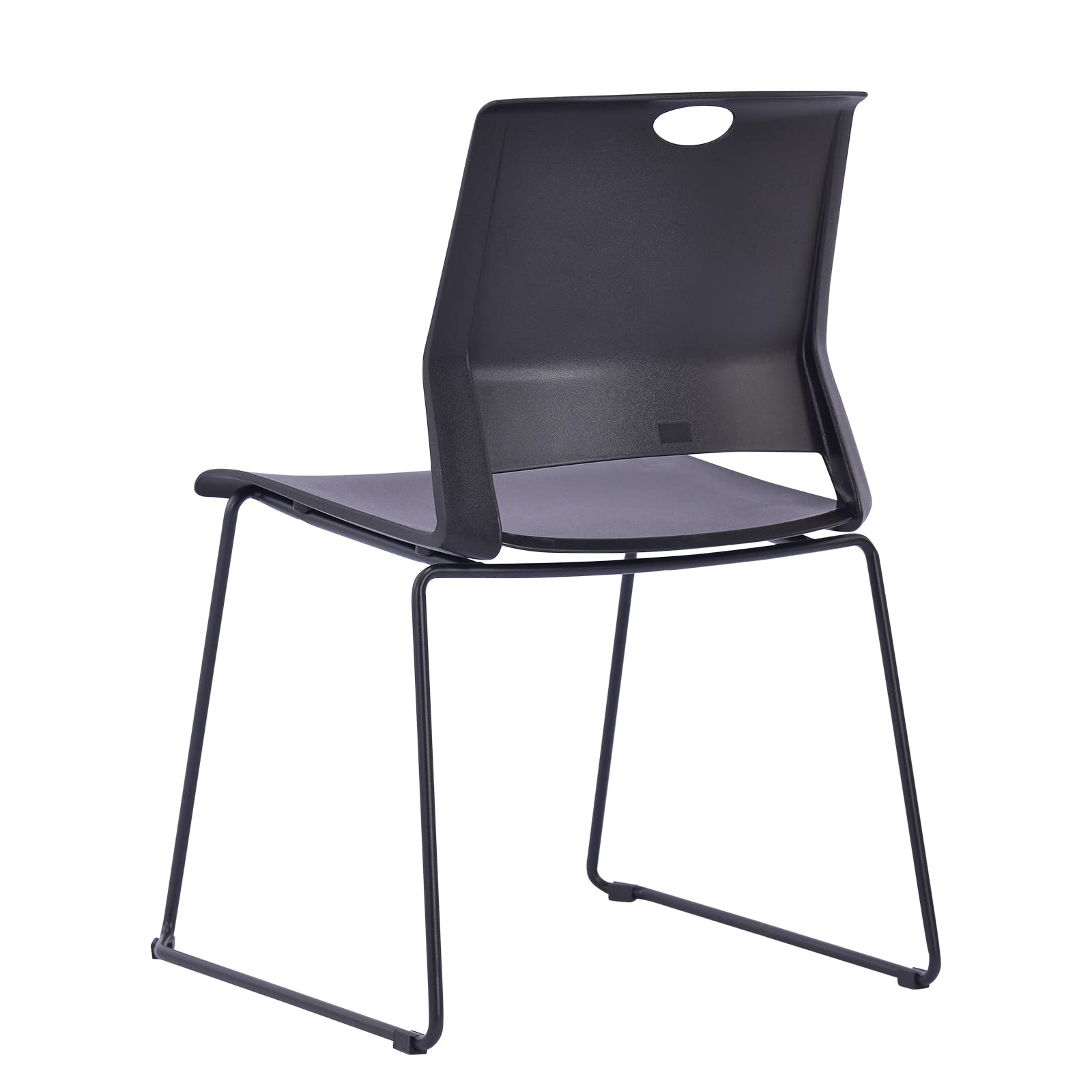 4-Pack Black Waiting Room Guest Chairs - Stackable Sled Base Conference Chairs for Church, Office, Training Room & Event Venues - Durable & Space-Saving Seating Solution