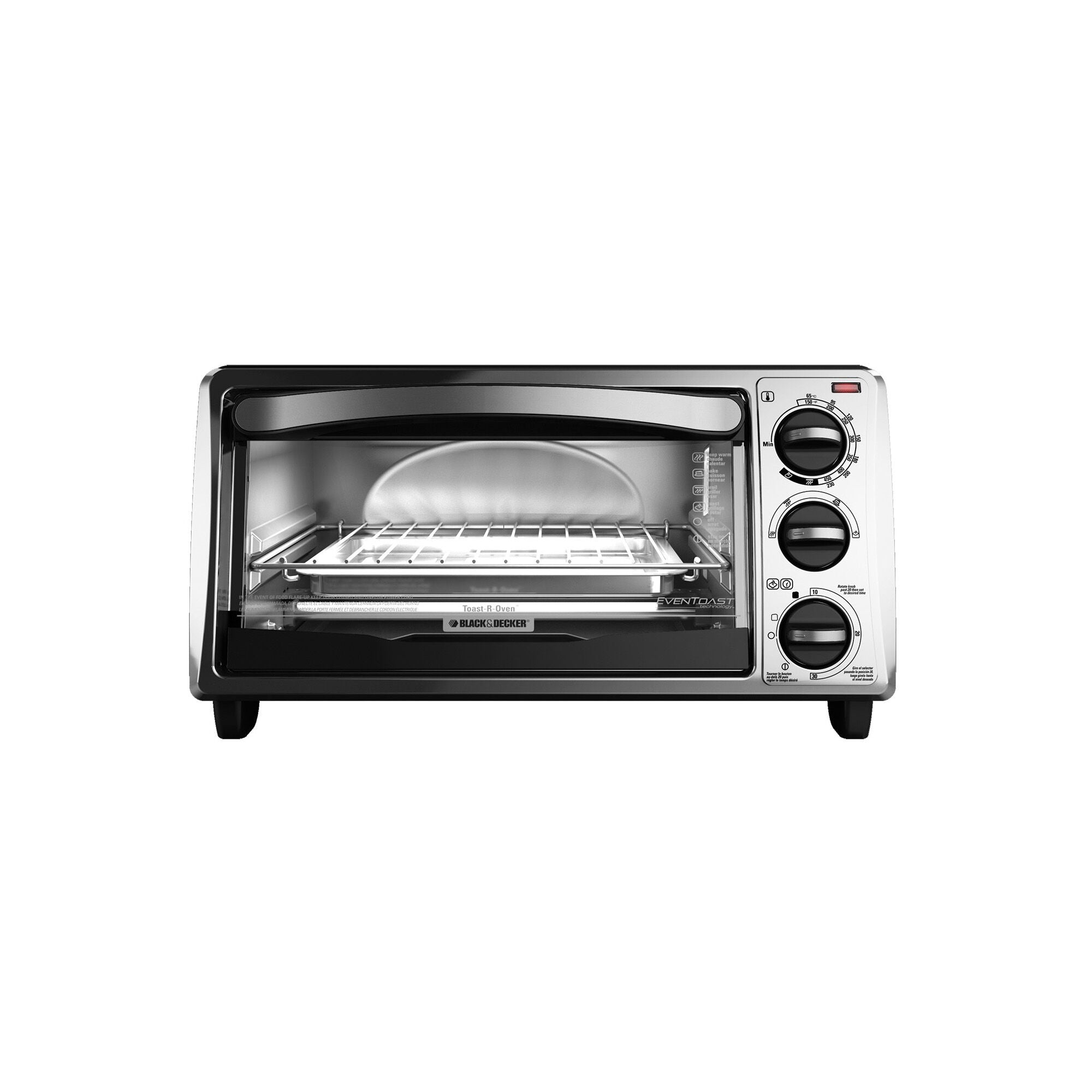 4 Slice Convection Toaster Oven with Stainless Steel Exterior & Curved Interior - Fits 9 Inch Pizza, Perfect for Baking, Broiling & Toasting - Ideal for Small Kitchens, Dorms & Offices