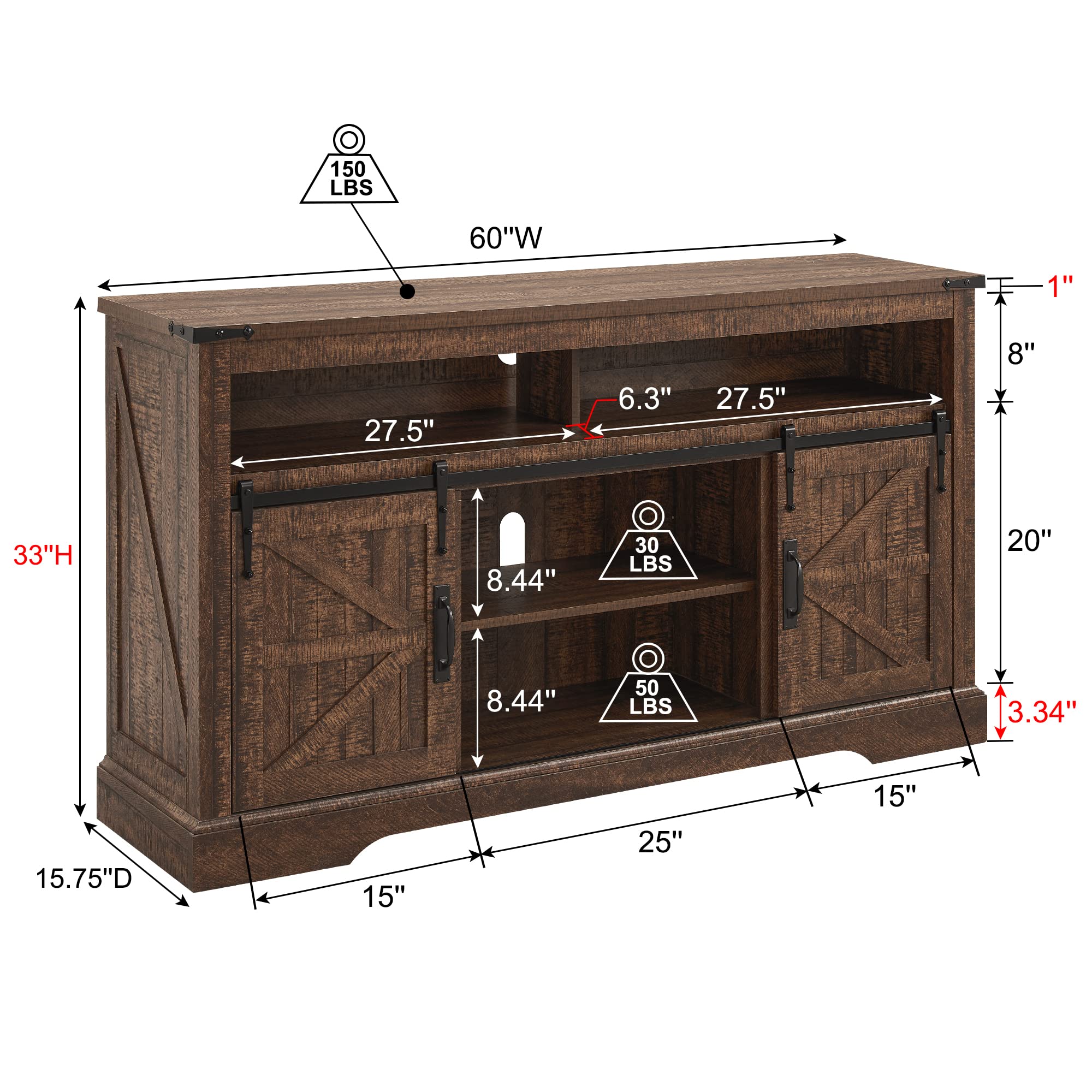 Farmhouse TV Stand for 65+ Inch TVs - 33