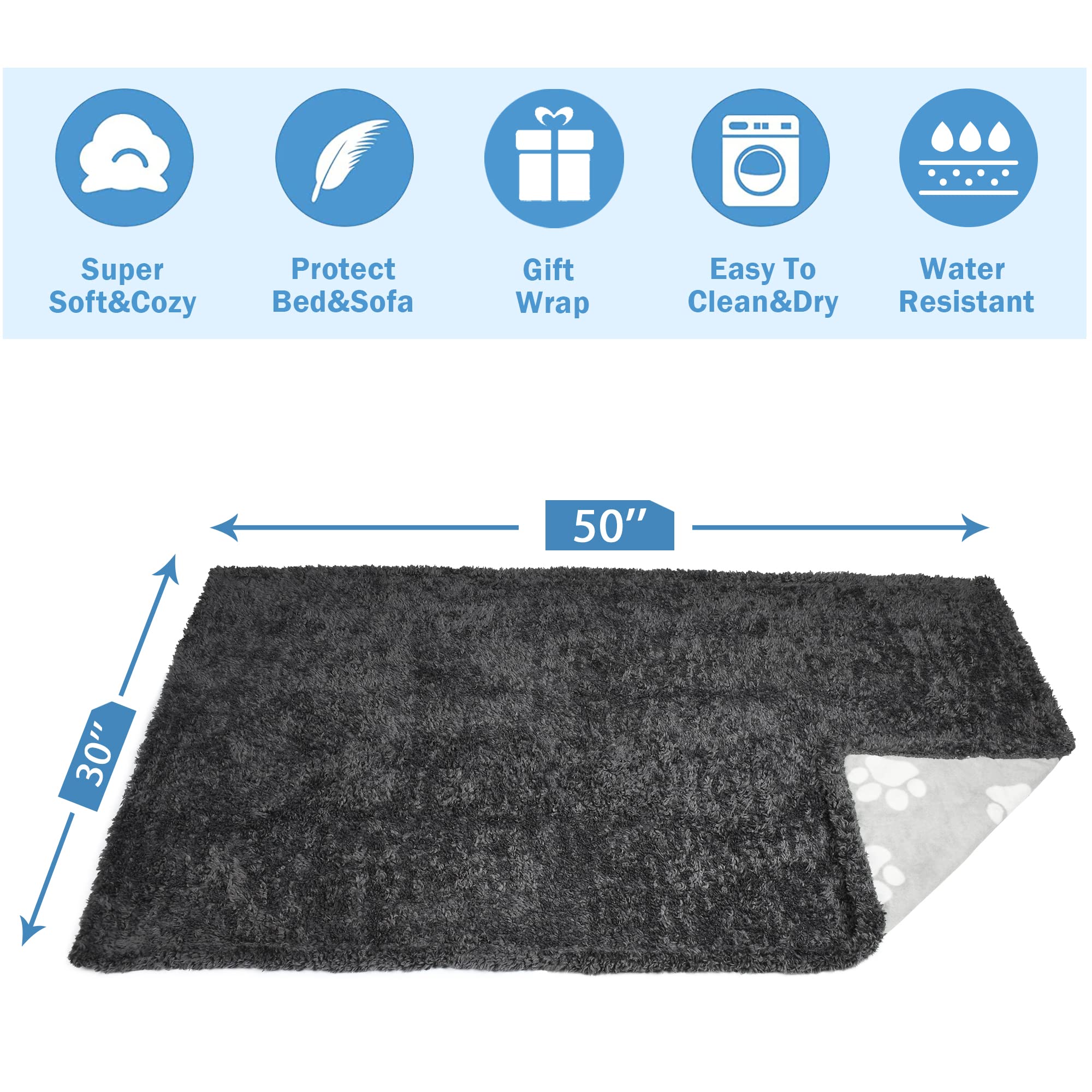 **Catalonia Classic Waterproof Dog Blanket - Reversible Fleece Sherpa Pet Blanket for Small Dogs & Cats, 30