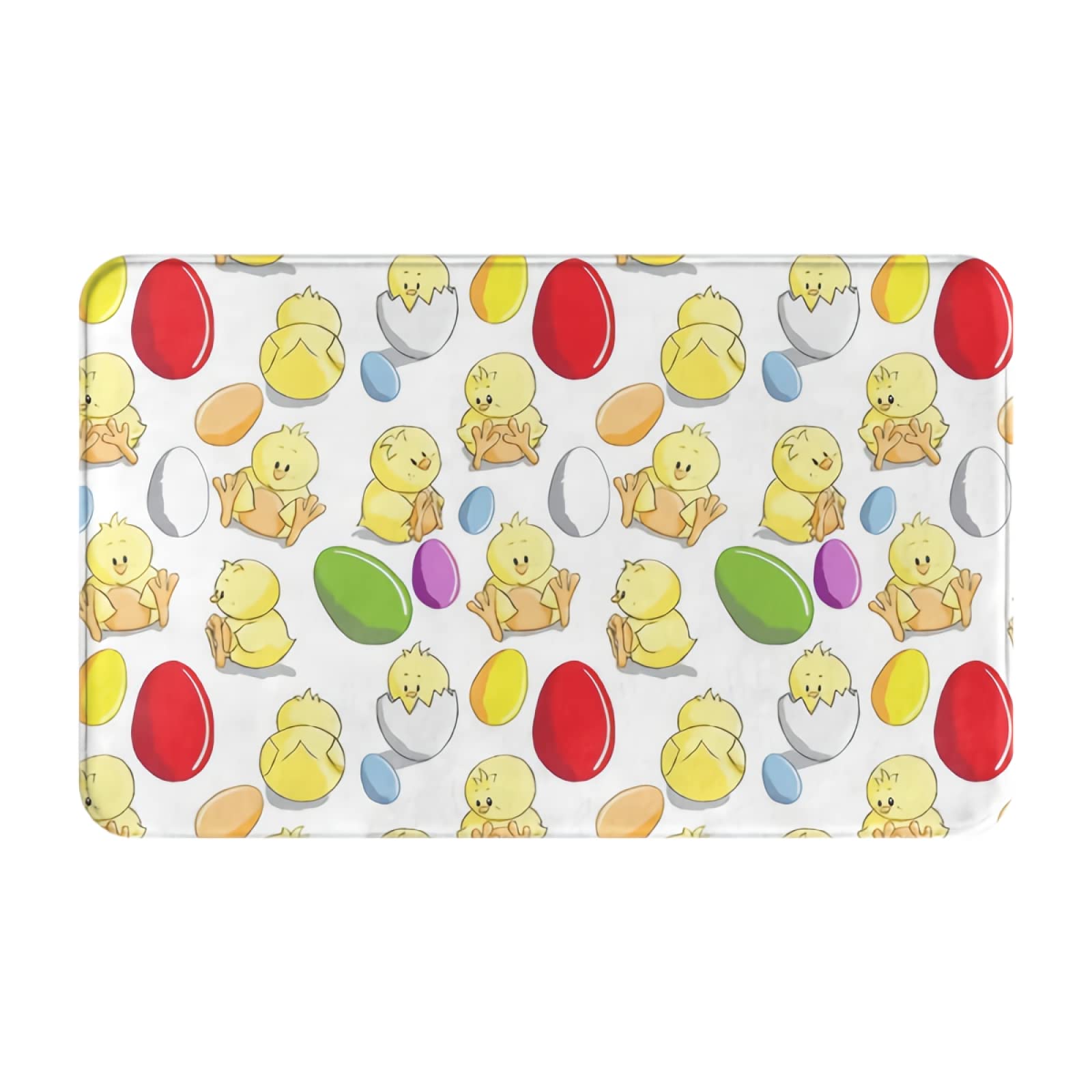 Funny Easter Eggs and Chicks Indoor Doormat - Non-Slip Rubber Backing, Large Size for Front Door - Perfect for Spring Decor & Holiday Welcome Mats