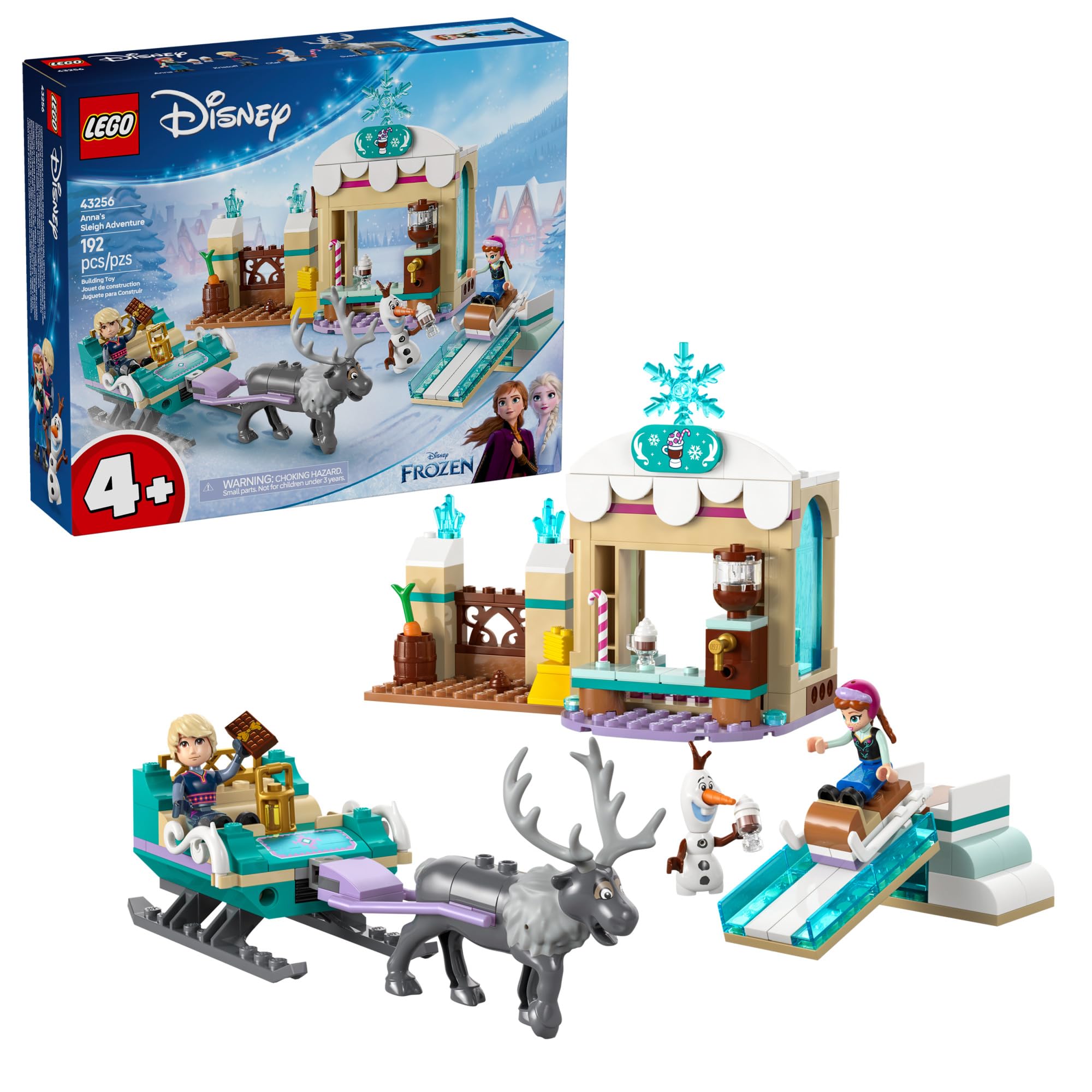 LEGO Disney Frozen Anna's Sleigh Adventure Building Toy Set (43256) - Educational STEM Toy with 2 Princess Minidolls for Kids Ages 4+ - Perfect Birthday Gift & Winter Themed Play for Boys and Girls