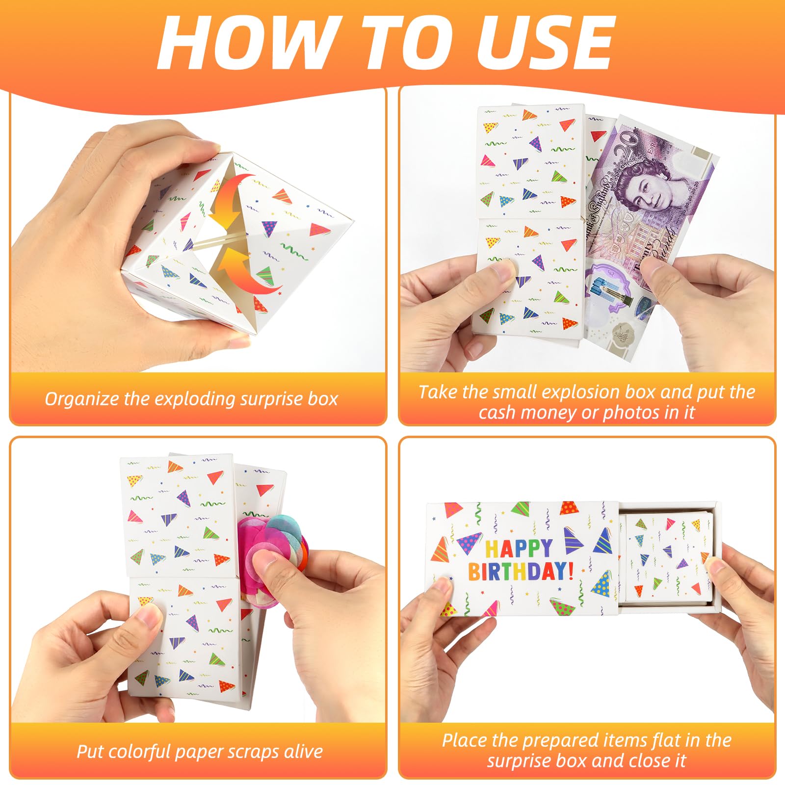 Money Explosion Gift Box - Surprise Birthday Cash Box with Confetti Pop Out for Women, Men & Kids | Perfect for Birthdays, Graduations, Anniversaries & Special Occasions