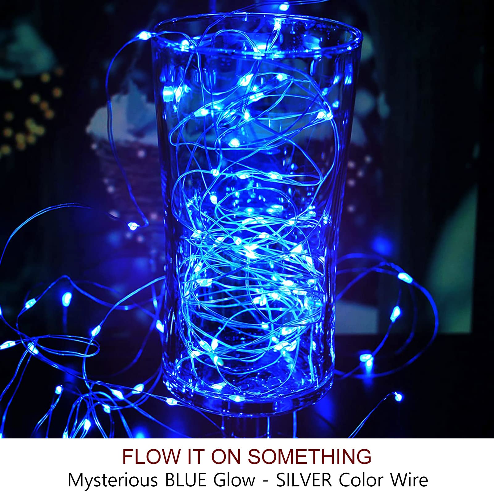 Bright Zeal 66 Ft 200 LED Blue Christmas Fairy Lights - Battery Operated with Timer & Remote, 8 Lighting Modes, Waterproof Outdoor String Lights for Holiday Decor (Silver Wire, Twinkle Effect) - Perfect for Christmas Trees, Home Decor, Garden, Patio, and Party Lighting