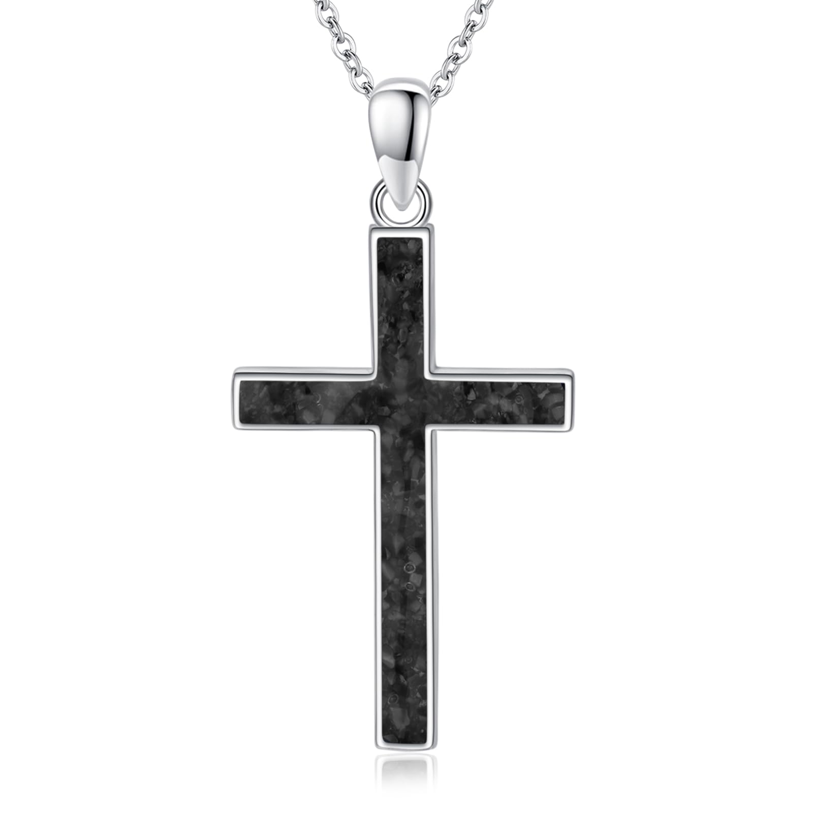 925 Sterling Silver Cross Pendant Necklace for Women & Men - Crushed Turquoise/Malachite/Black Onyx Christian Jewelry - Religious Gifts for Confirmation, Baptism & First Communion - Perfect for Church, Weddings & Everyday Wear