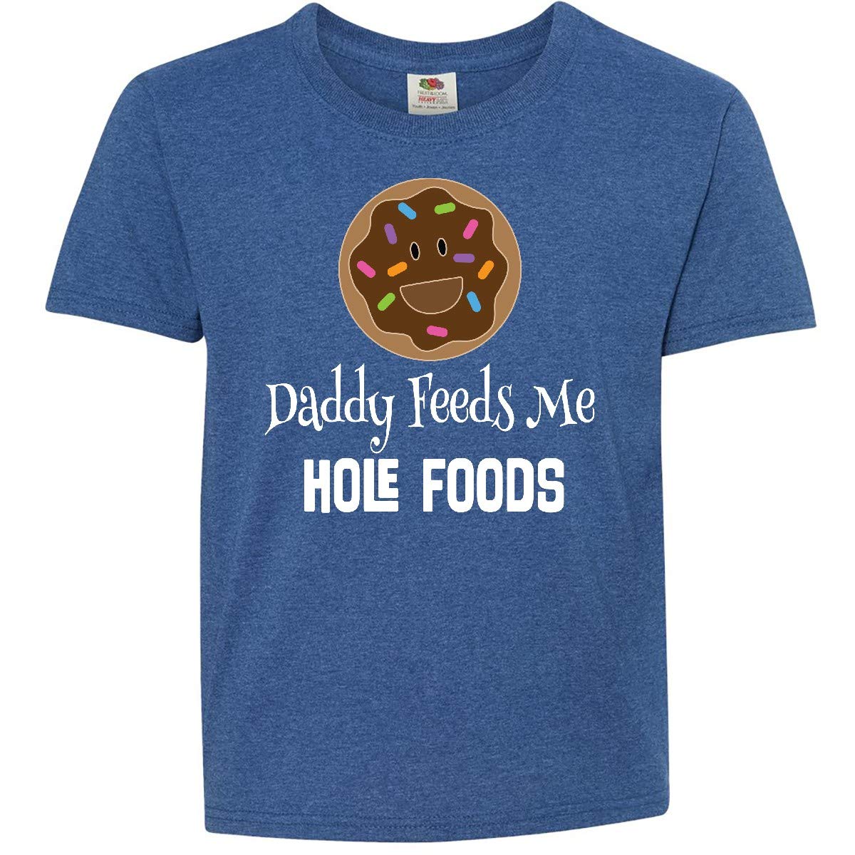 Inktastic Donut Daddy Feeds Me Hole Foods Youth T-Shirt - Funny Kids Graphic Tee for Boys & Girls - Perfect for Birthday Gifts & Casual Wear