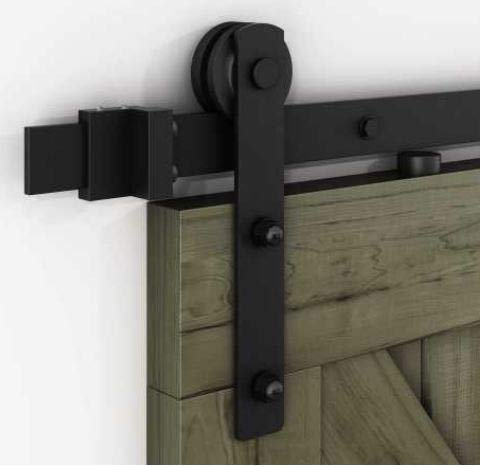 SUAY 8FT Heavy Duty Sliding Barn Door Hardware Kit - Single Door Rail System with Rollers for Smooth & Quiet Operation - Easy Mount, Fits 1.57