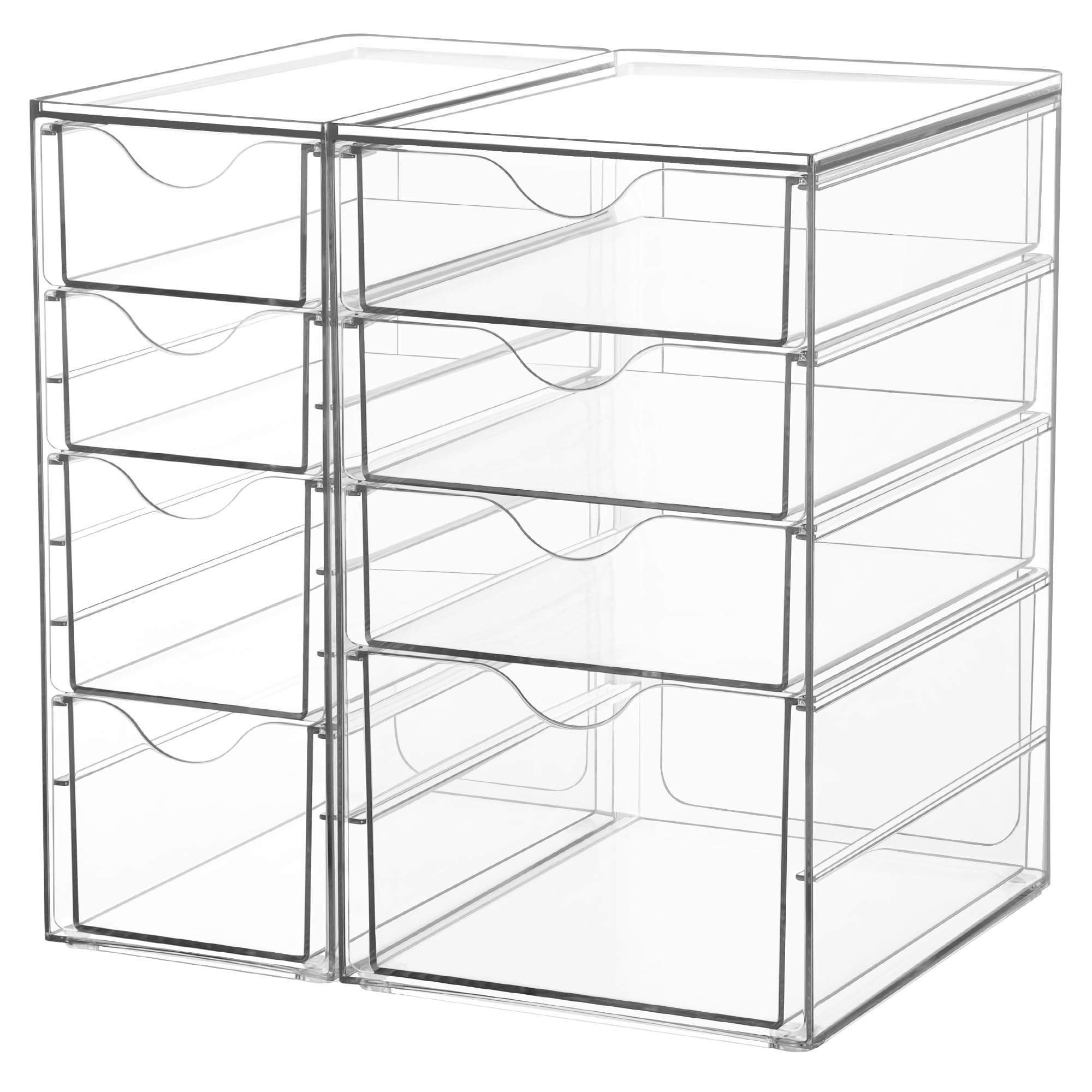 Vtopmart 8-Drawer Acrylic Organizer - Clear Makeup & Office Storage Solution for Desk Organization, Art & Craft Supplies - Dustproof Drawers for Home, Office & Beauty Station Use
