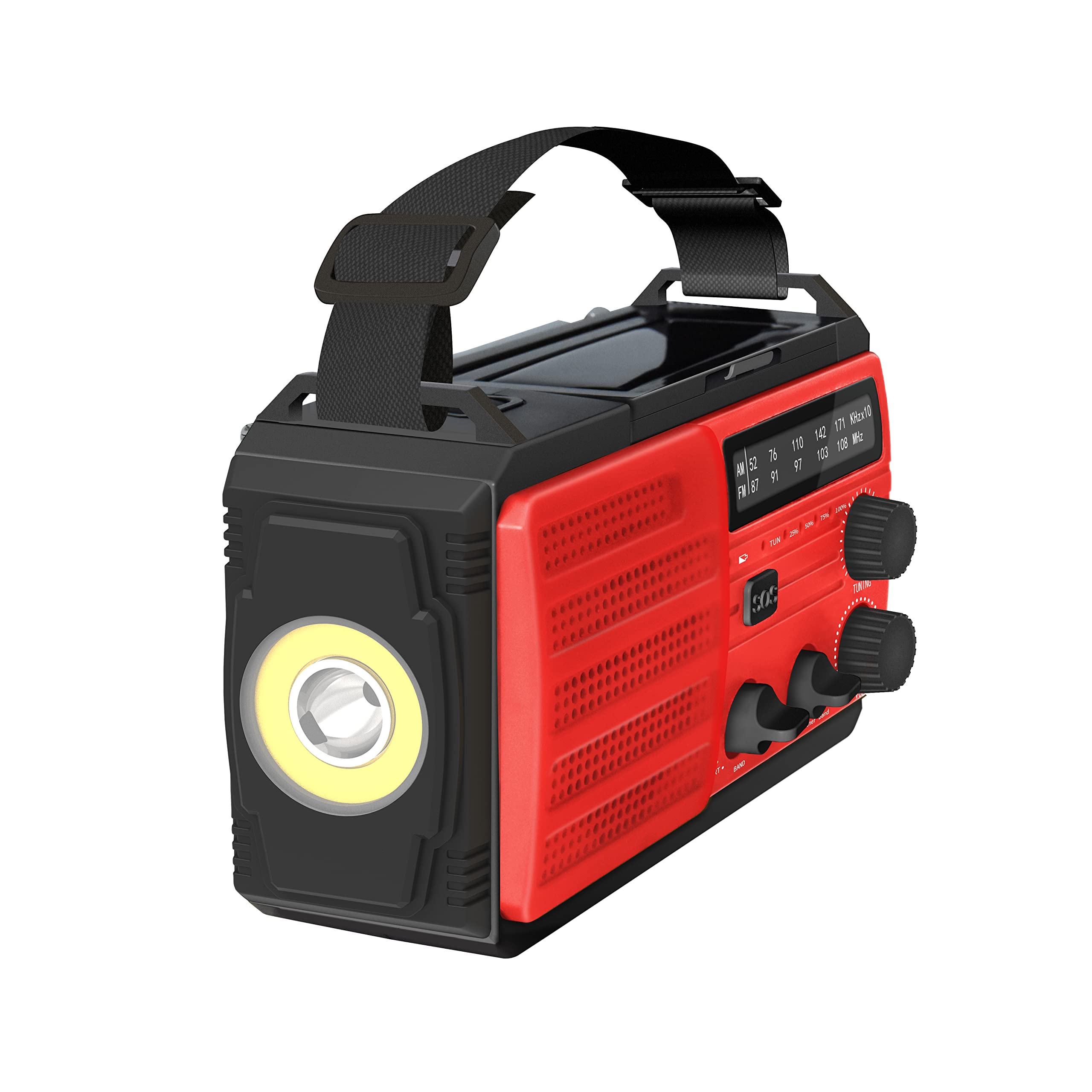 Kaito Voyager V3 Emergency Radio - Solar, Hand Crank, Battery & USB Powered AM/FM NOAA Weather Alert Radio with LED Flashlight & 4000mAh Phone Charger (Red) - Perfect for Camping, Hiking, Power Outages & Emergency Preparedness