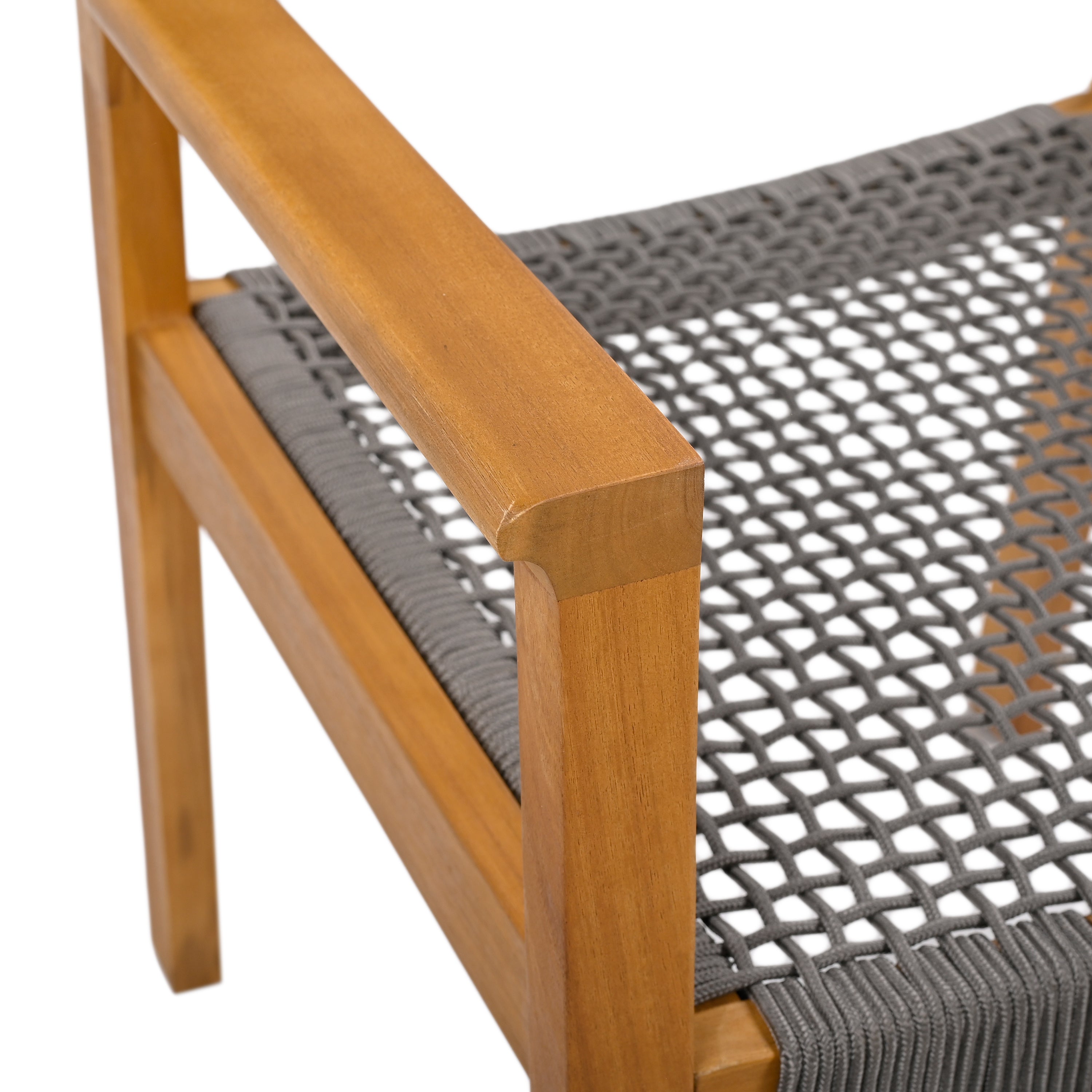 Braided Dining Chair - Dark Grey Woven Rattan Seat, Modern Boho Style for Kitchen, Dining Room, Patio & Outdoor Use