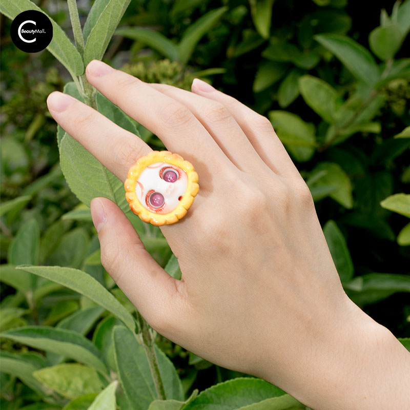 QUANDO Starry Sky Pig Series - Handmade Polymer Clay & Sterling Silver Adjustable Ring for Women | Boho Chic Jewelry Gift for Birthday, Anniversary & Everyday Wear