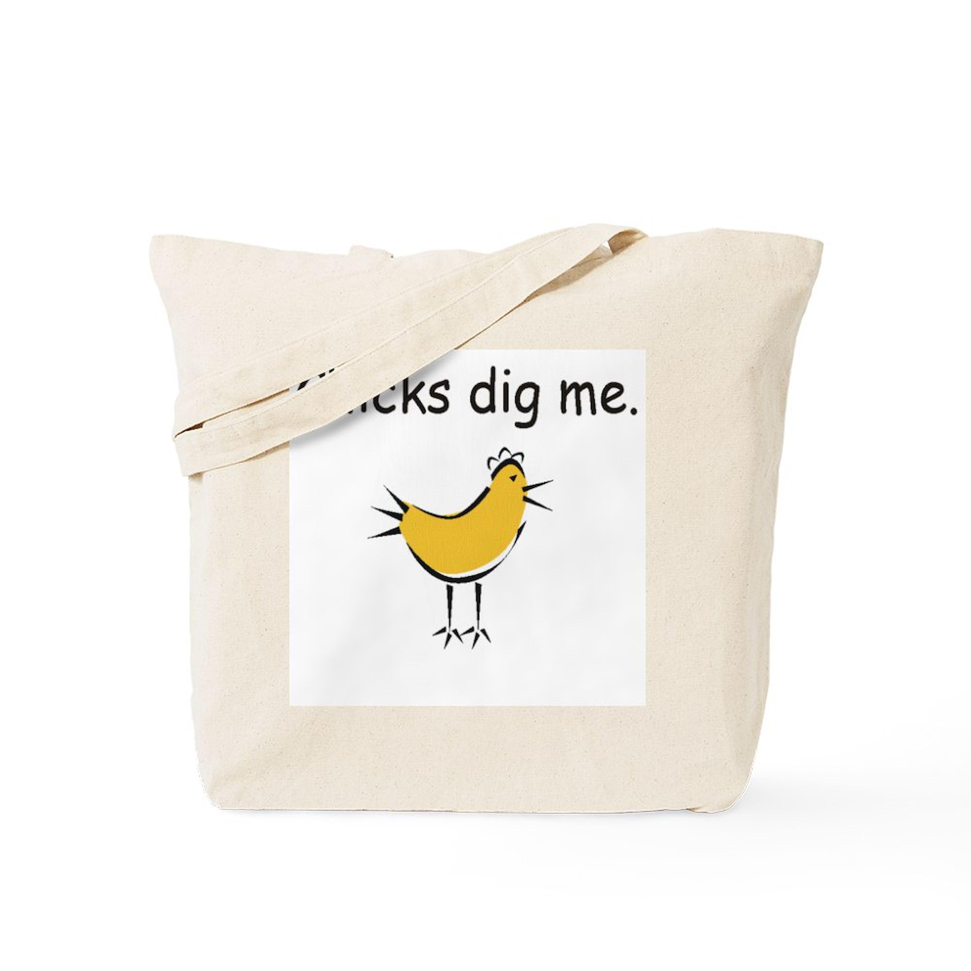 Chicks Dig Me Tote Bag - Natural Canvas Reusable Shopping Bag for Women | Eco-Friendly Grocery Tote, Beach Bag & Everyday Carry