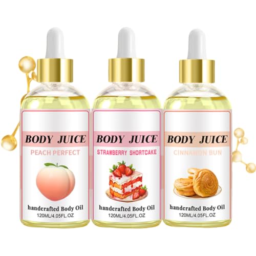 Strawberry Shortcake Body Oil - Hydrating & Nourishing Moisturizer for Dry Skin | Peach, Vanilla, Mango & Cinnamon Bun Scents | Perfect for Massage, Aromatherapy & Daily Skincare Routine