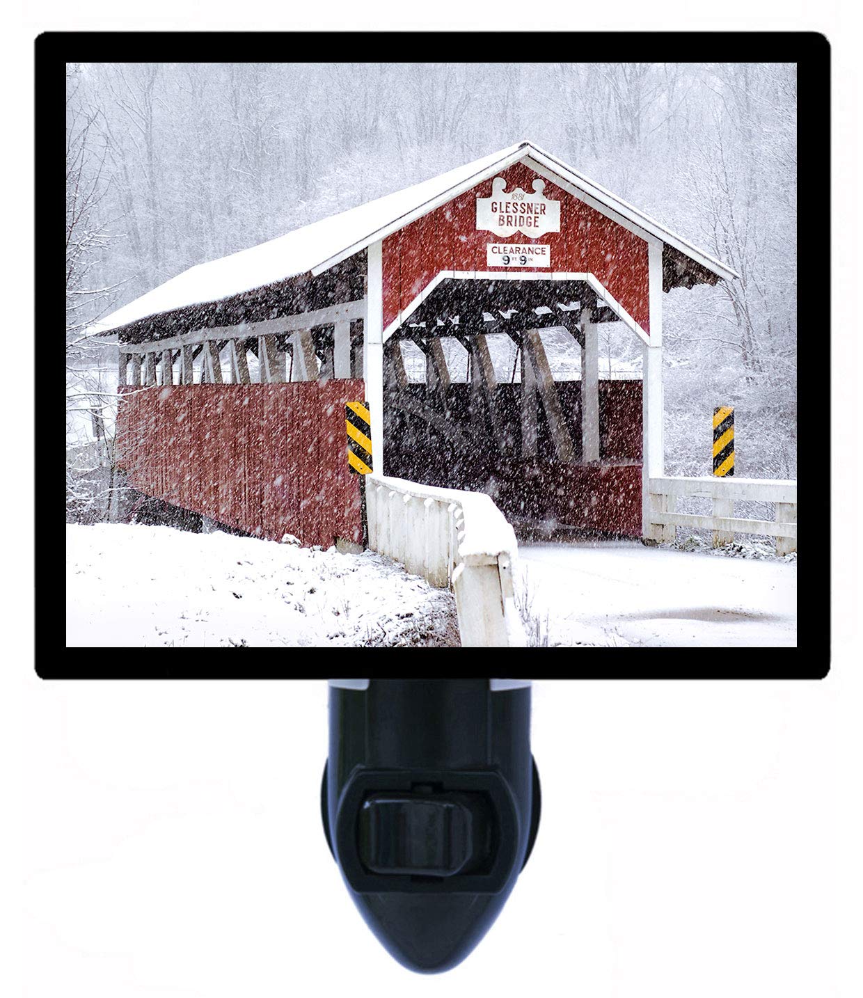 Snow Covered Bridge LED Night Light - Landscape Decorative Light for Bedroom, Nursery & Home Decor - Perfect for Nighttime Ambiance & Relaxation