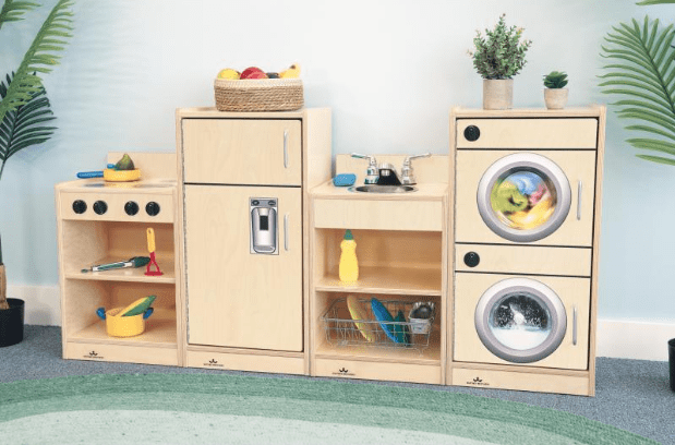 Natural Wooden Toddler Washer & Dryer Toy Set - Pretend Play Laundry for Kids Ages 2-5 | WB2365 | Perfect for Role Play & Early Learning Activities