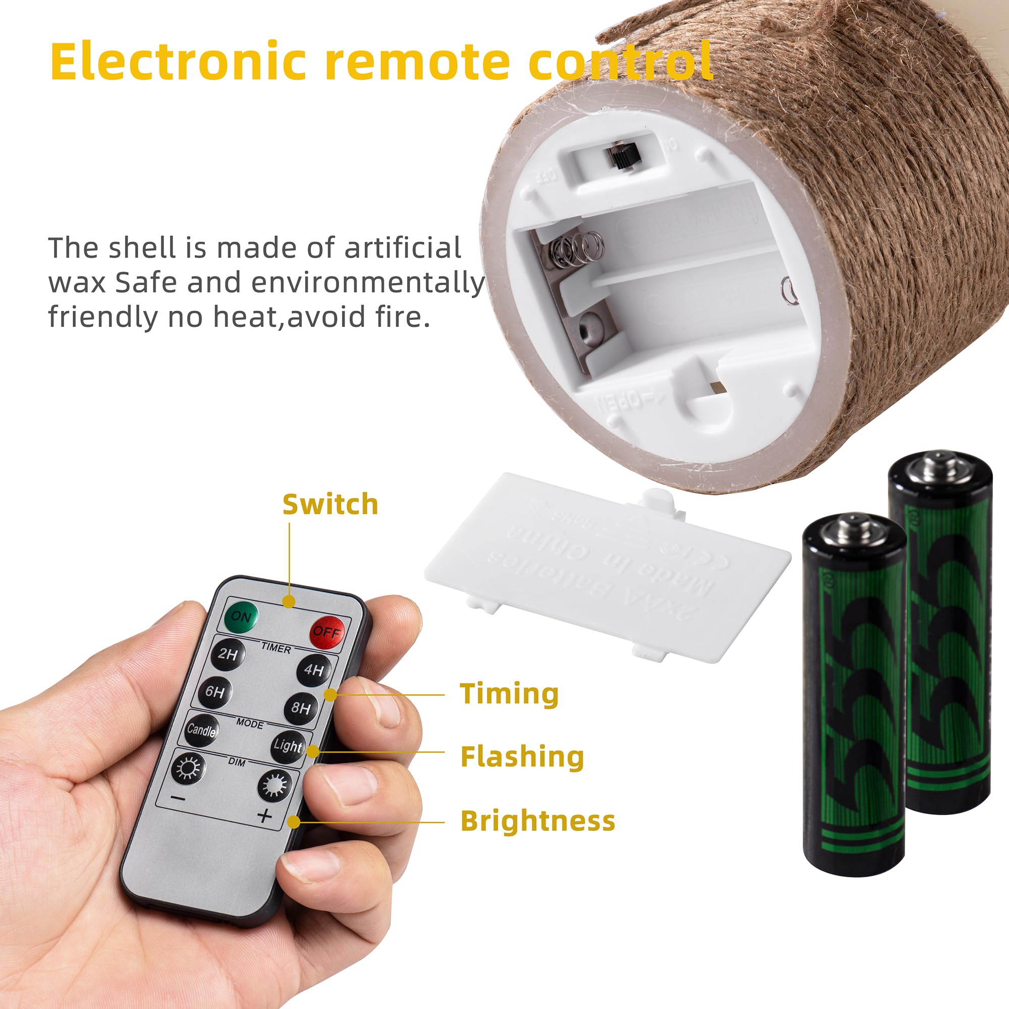 Premium Flameless LED Candles Set - 3 Real Wax Battery Operated Pillar Candles (4