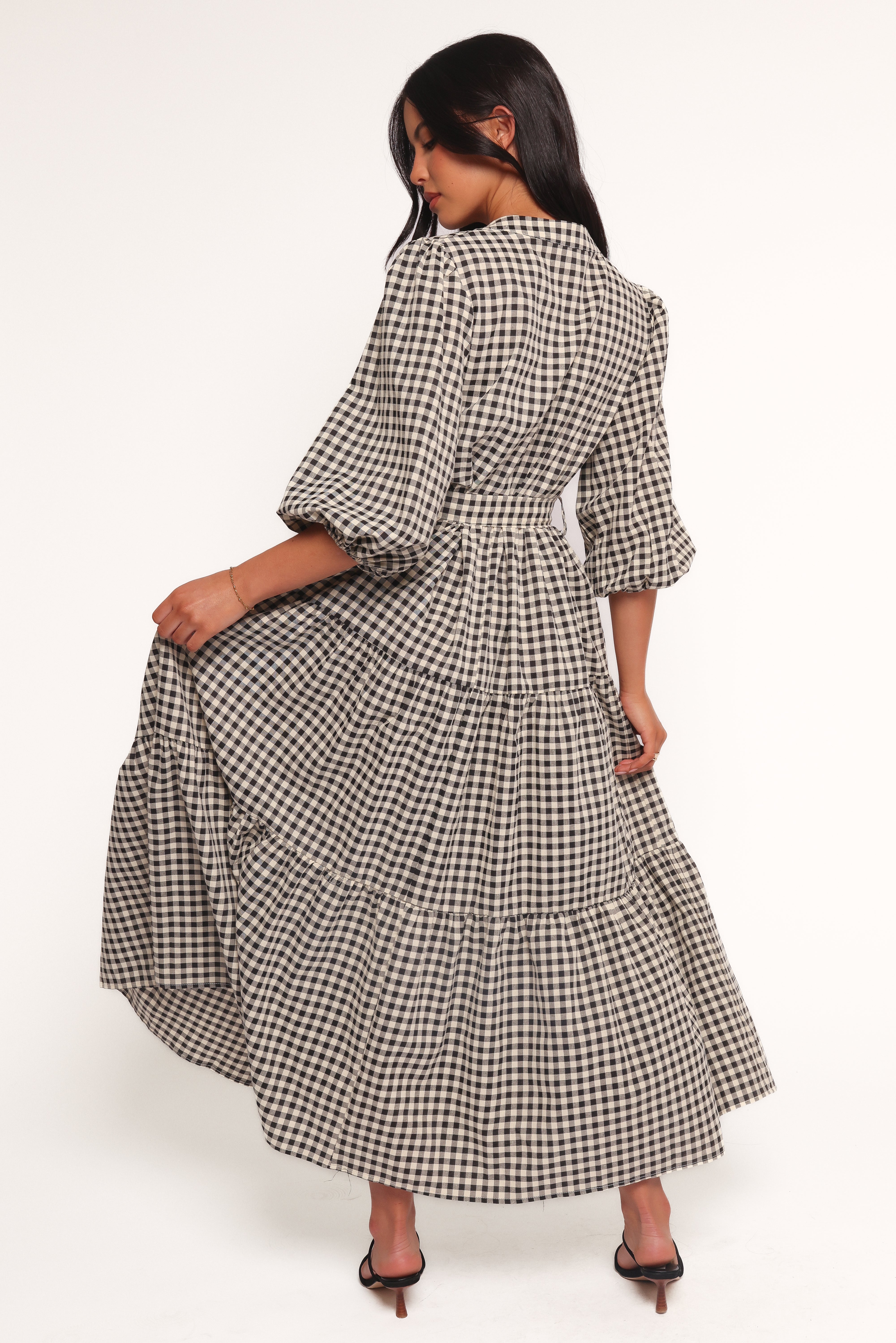 Dixon Maxi Dress - Black & Cream Gingham Print Flowy Summer Dress for Women | Perfect for Beach Vacations, Date Nights & Casual Outings