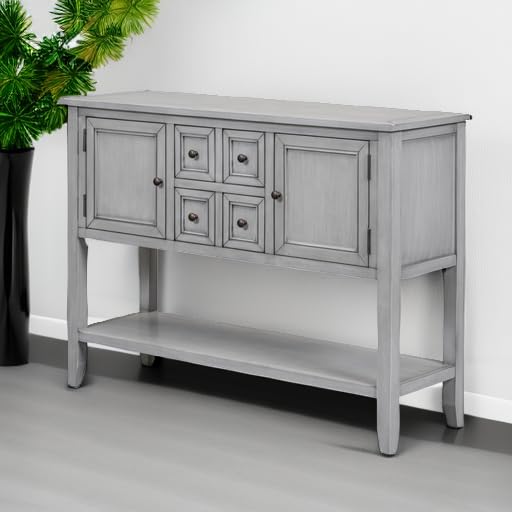 Merax Rustic Sideboard Buffet Cabinet with Storage - Antique Grey Console Table for Entryway, Living Room & Dining Room Storage Solution