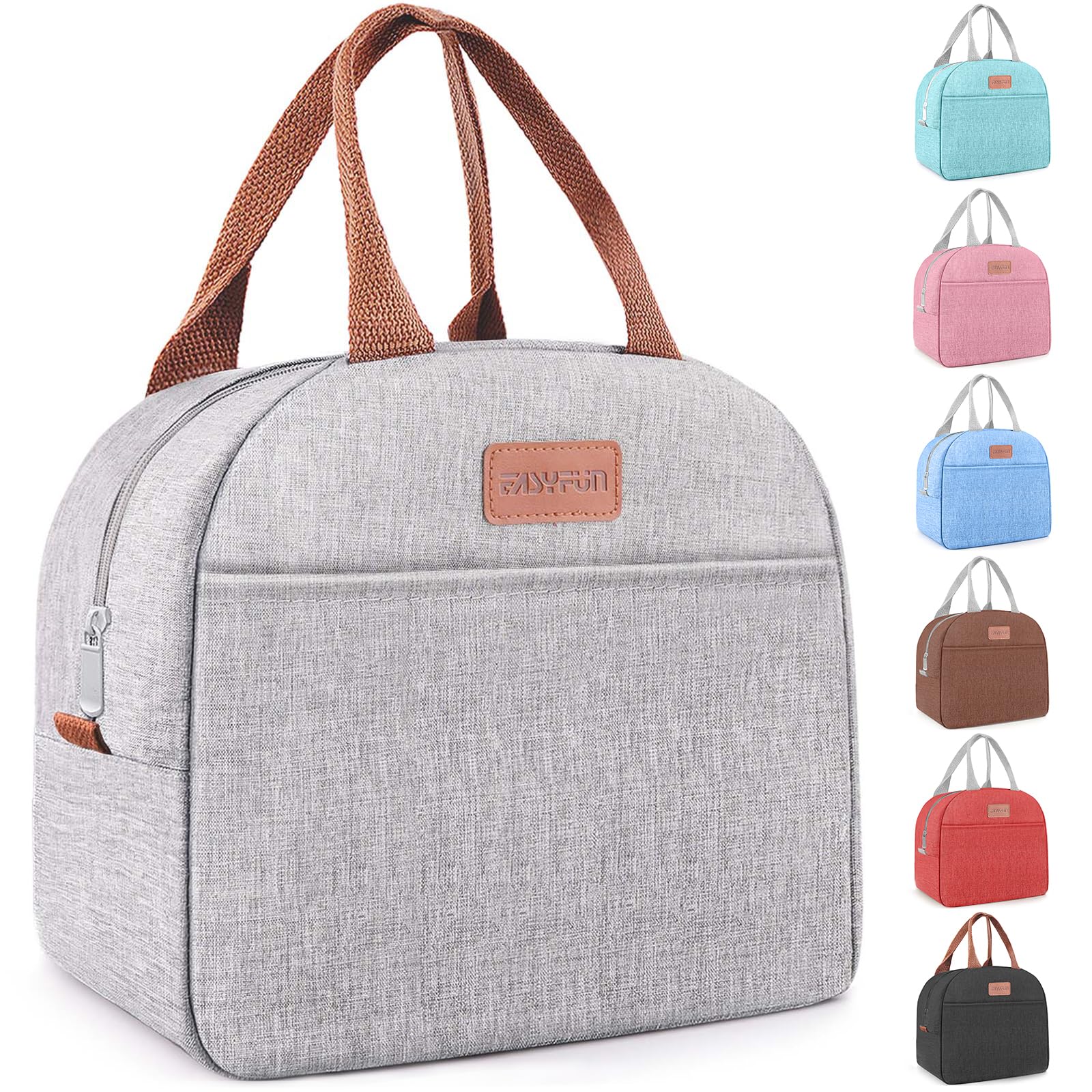**Insulated Lunch Bag for Adults - Leakproof Cooler Lunch Box for Work, Travel & Outdoor - High Capacity Reusable Lunch Tote for Men & Women (Grey) - Perfect for Office, Picnics & Commuting**