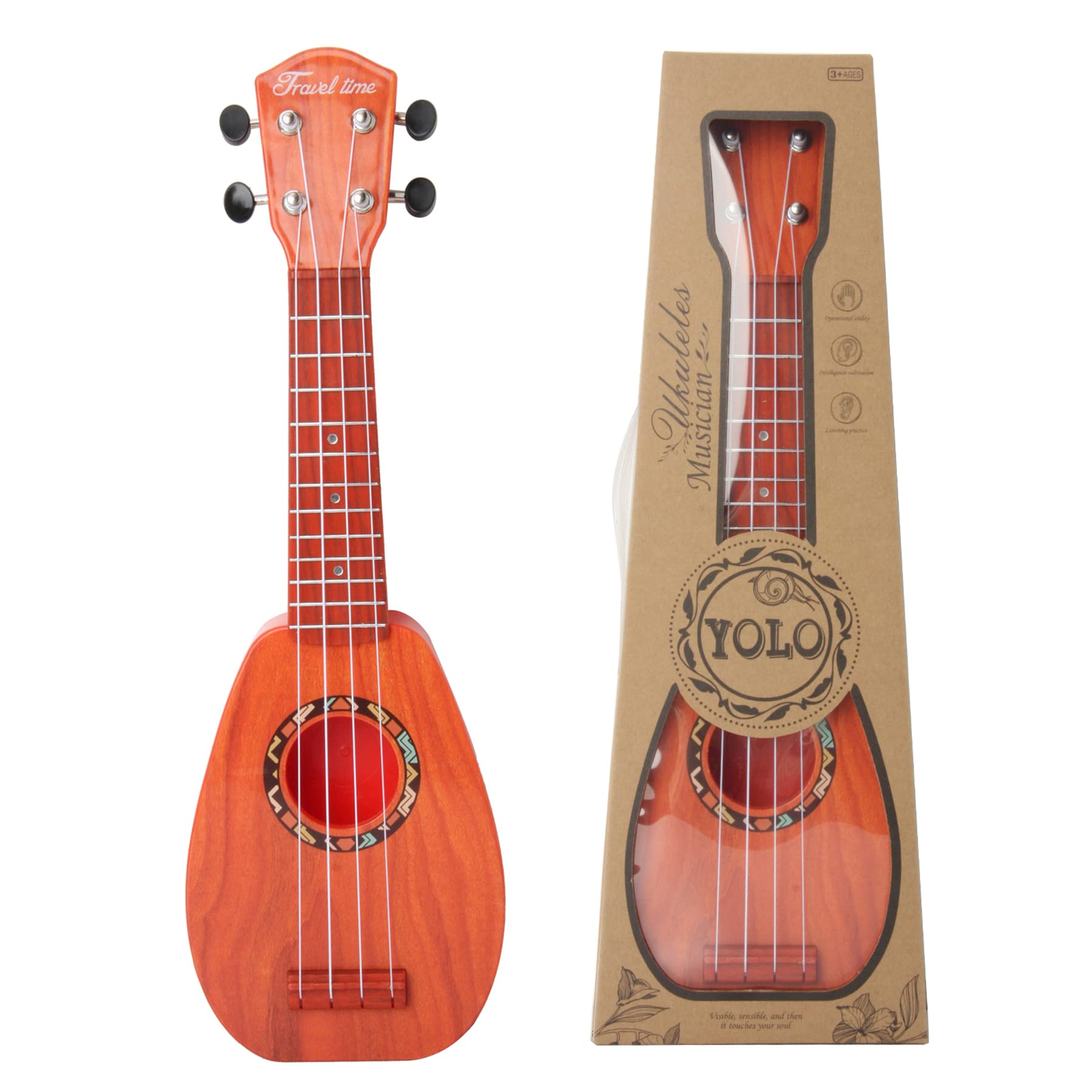 YOLOPARK 17 Inch Kids Toy Guitar for Girls & Boys - Mini Toddler Ukulele with 4 Strings, Musical Instrument Gift for 3-7 Year Olds - Educational Beginner Guitar for Children | Perfect for Birthday Gifts, Music Lessons & Pretend Play