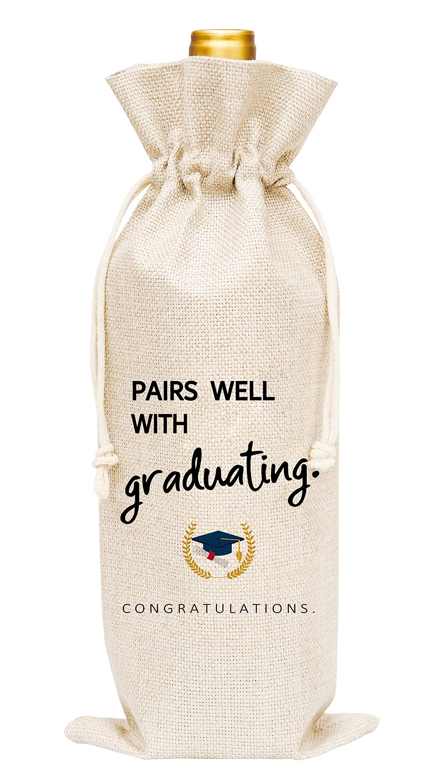Graduation Wine Gift Bags - Elegant Burlap Wine Bottle Cover for Graduation Parties, Decorations & Party Favors (1-Pack) - Perfect for Graduation Gifts, Celebrations & Wine Lover Presents