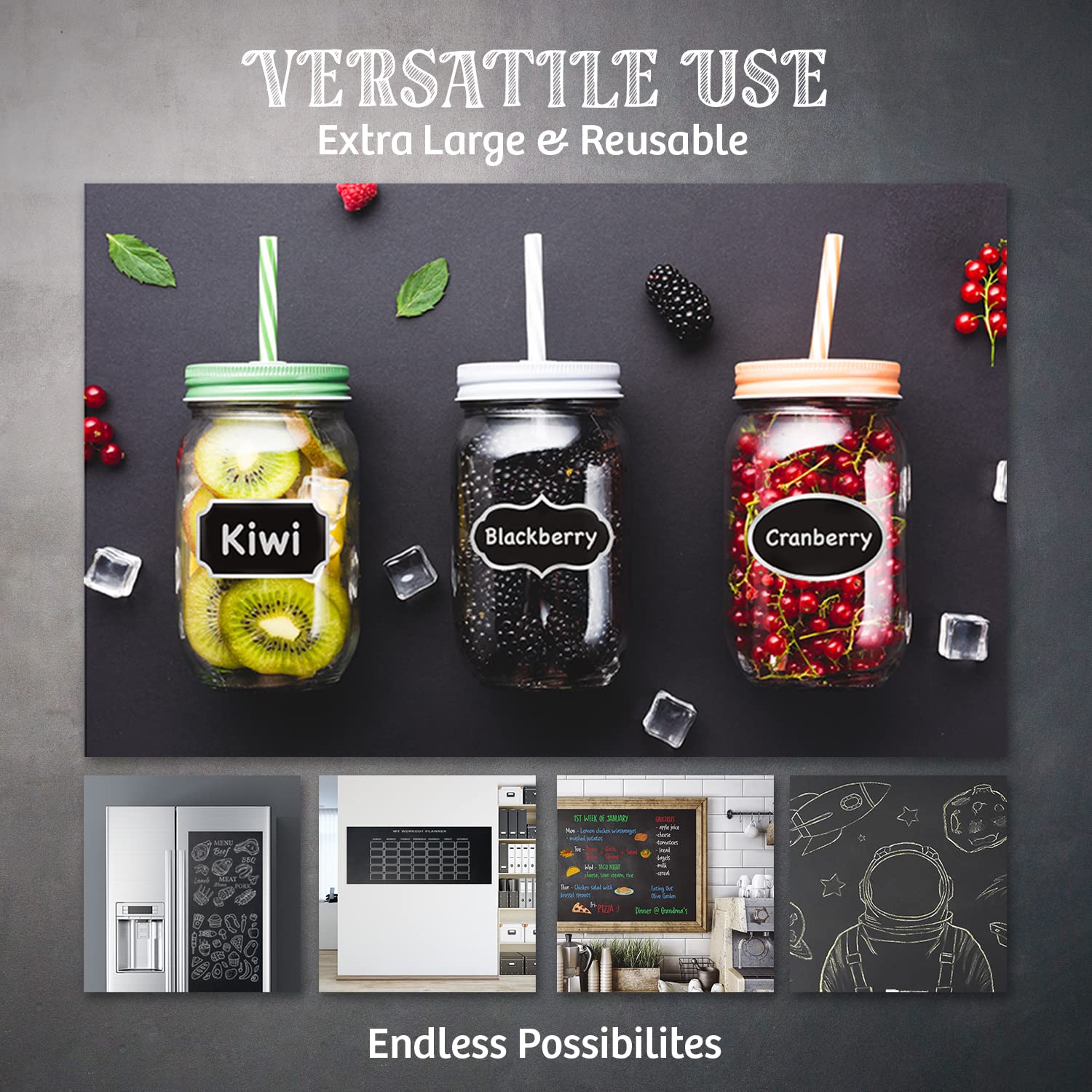 Chalkboard Contact Paper Roll - Peel & Stick Black Wallpaper for Walls & DIY Projects (7 Feet)