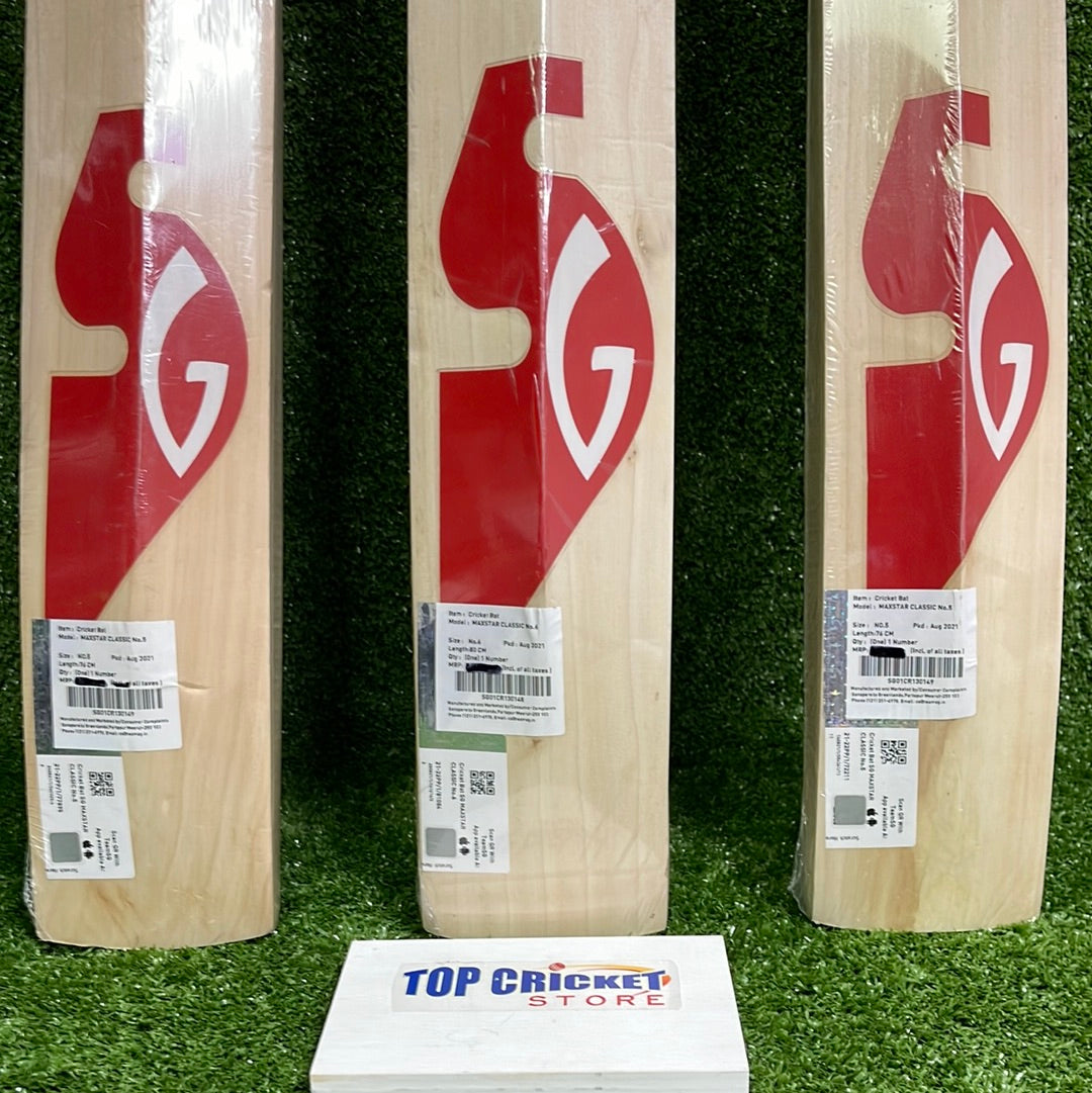 SG Maxstar Classic English Willow Junior Cricket Bat - Lightweight & Durable for Youth Cricket Training & Matches - Perfect for Practice, Games & Tournaments
