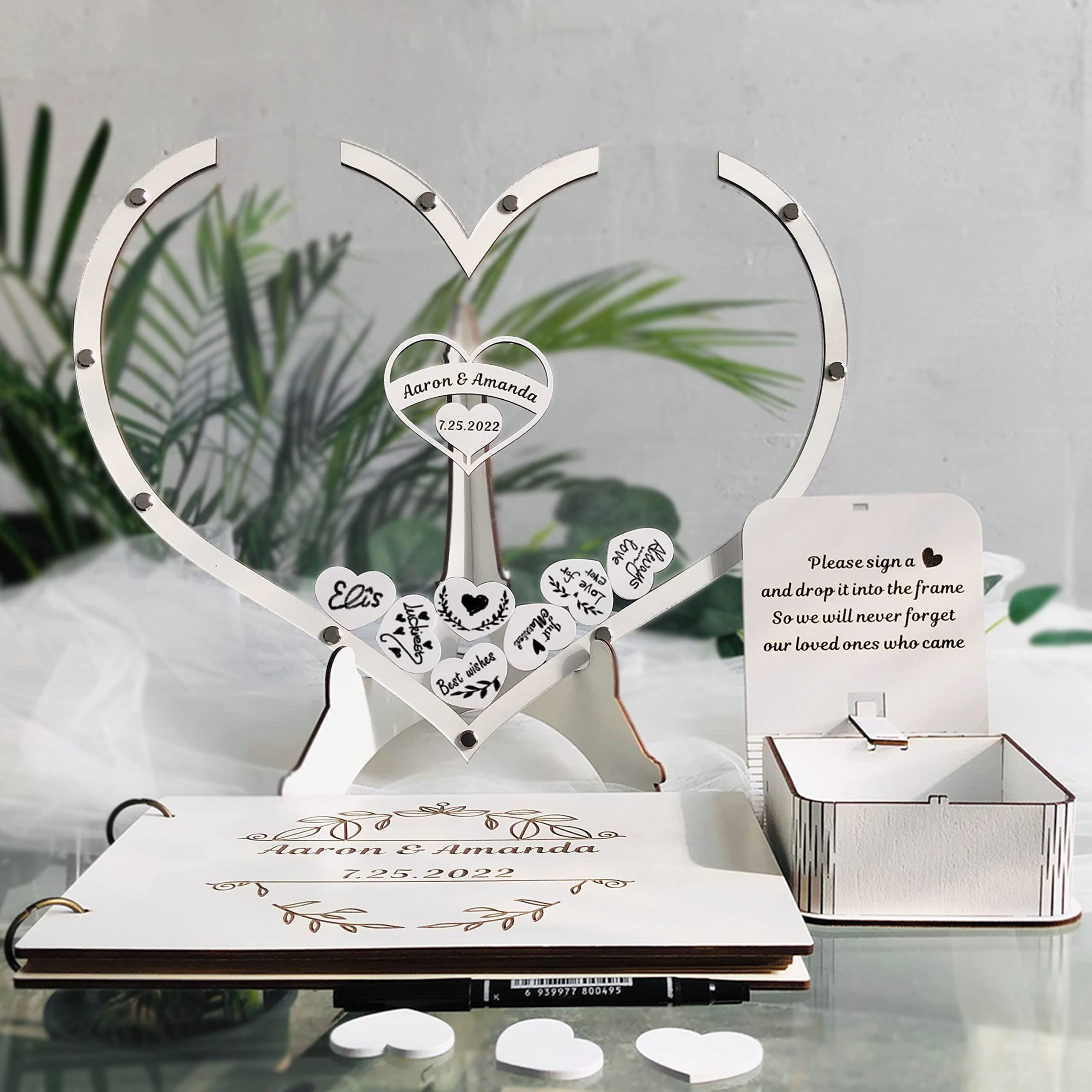 Custom Wedding Guest Book Alternative - Unique Baby Shower Guest Signing Decor (White) | Perfect for Wedding Receptions, Bridal Showers & Gender Reveal Parties