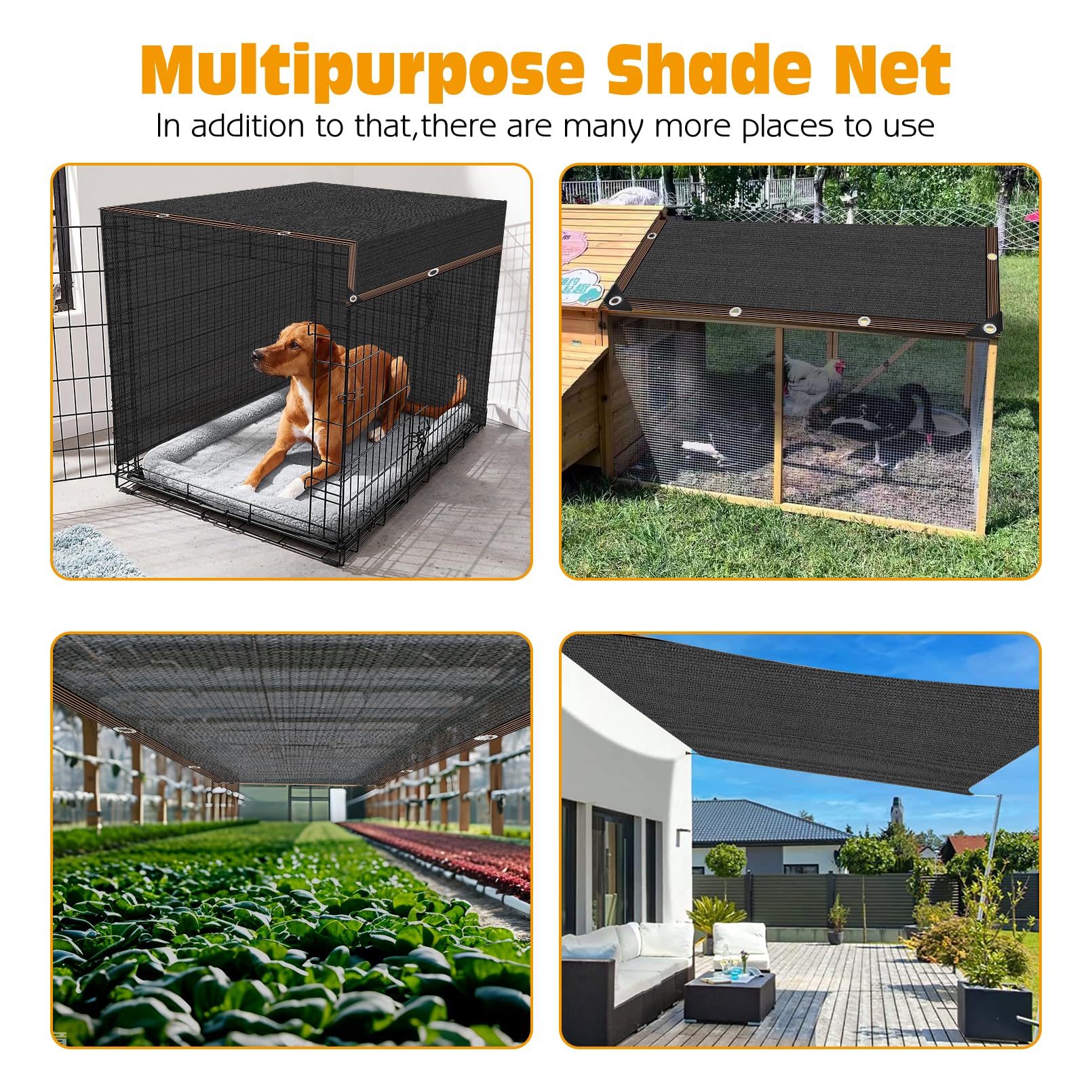BNOSDM 10x10 Ft Dog Kennel Cover - UV Resistant Sun Shade Cloth with Reinforced Rope for Outdoor Dog Crates, Pet Playpens & Chicken Coops - Perfect for Backyard, Patio & Garden Use