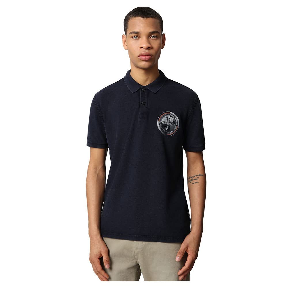 Napapijri Men's Short Sleeve Polo Shirt - Collar & Button Down Casual T-Shirt NP0A4F68 EOB | Perfect for Golf, Office Wear & Summer Outfits