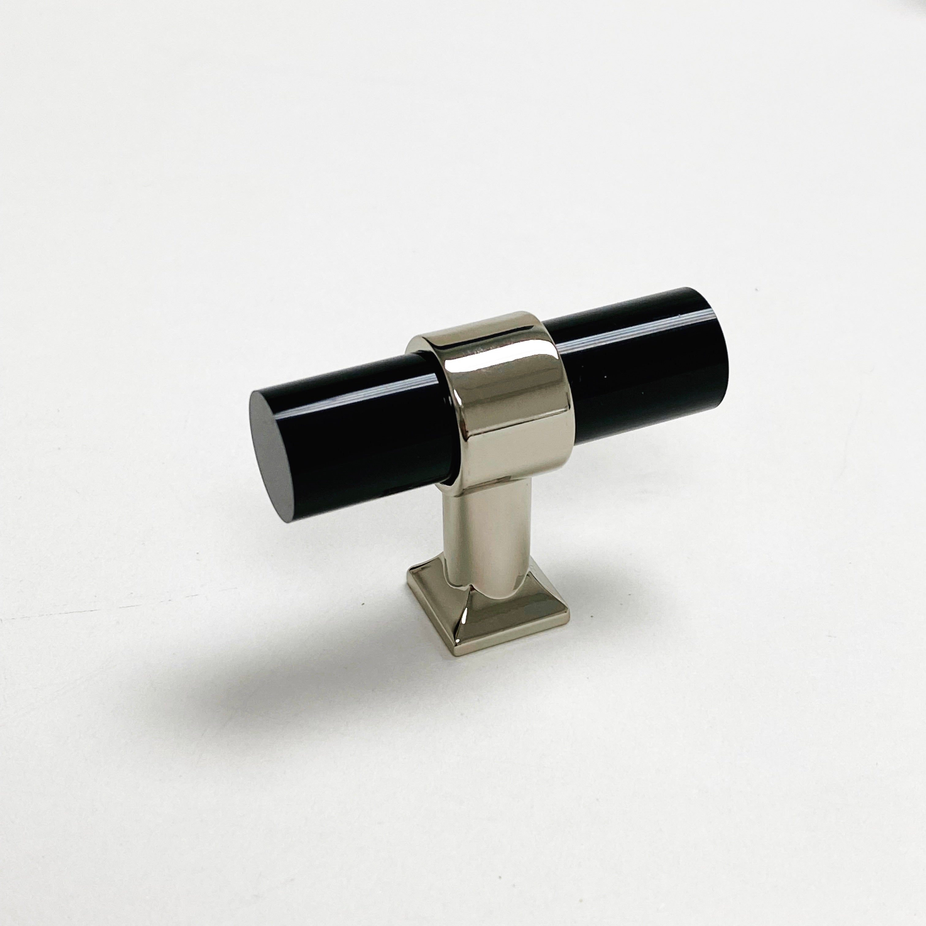 Polished Nickel Black Lucite Nash Drawer Pulls & Cabinet Knobs - Modern Kitchen & Bathroom Hardware for Cabinets, Dressers & Furniture (Set of 10) - Perfect for Home Renovation & DIY Projects