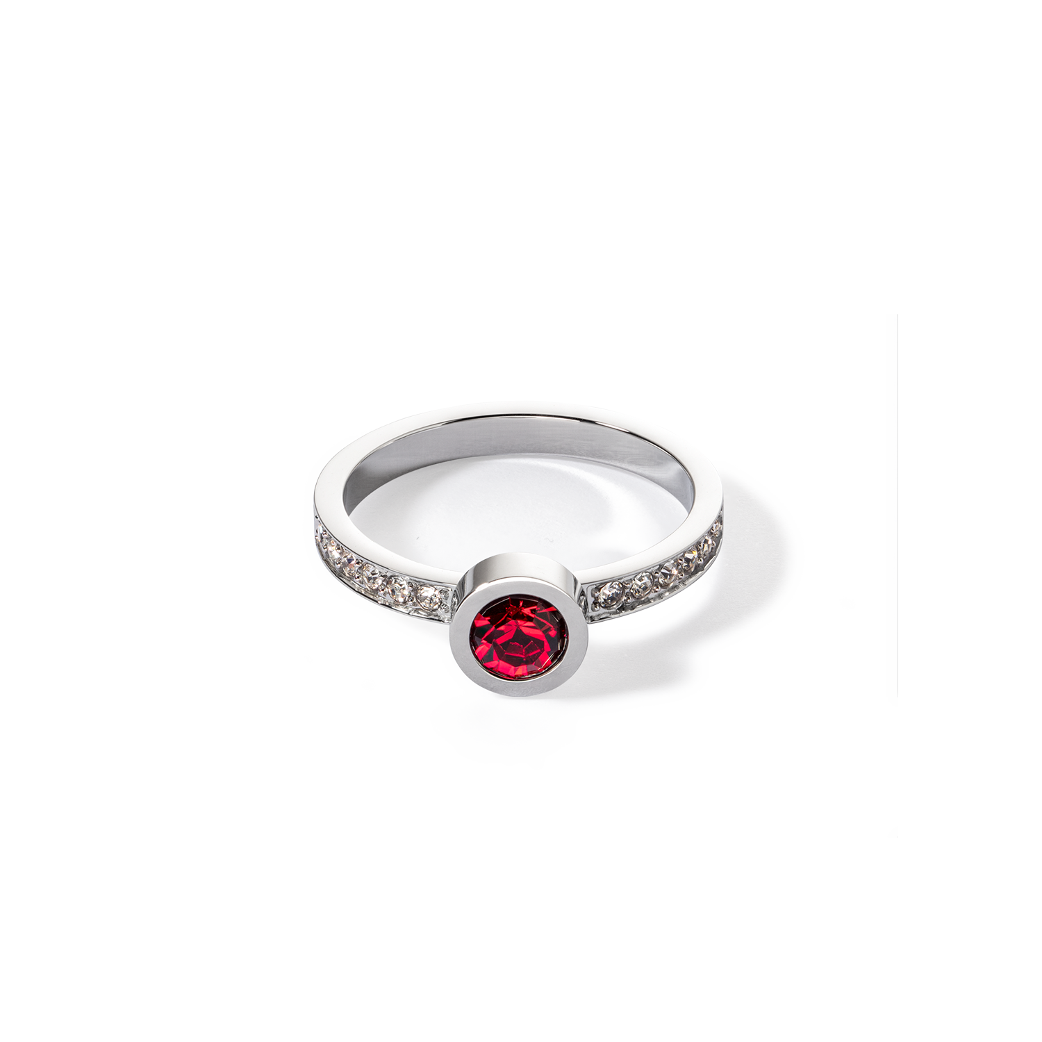 Sparkling Dots Silver Red Ring for Women - Elegant Cubic Zirconia Jewelry for Party, Wedding & Evening Occasions