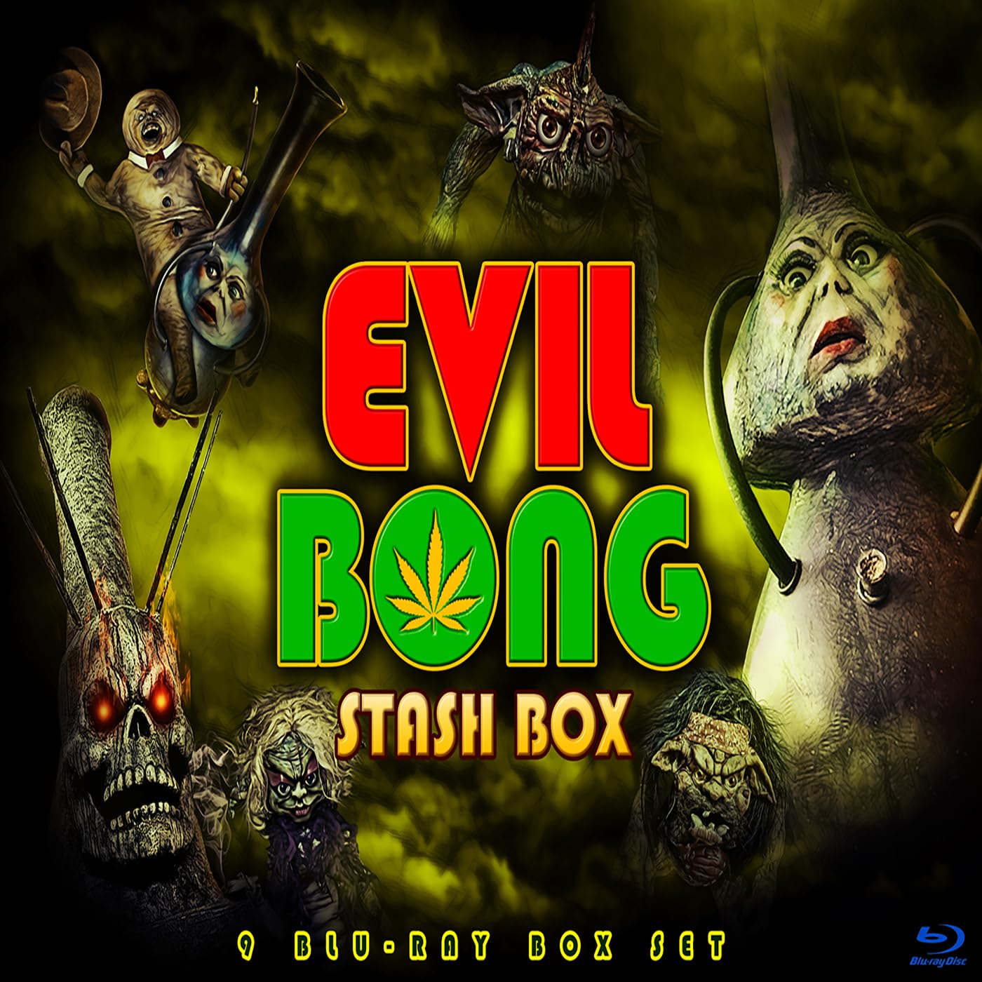 Evil Bong Stash Box - 9-Disc Limited Edition Blu-ray Set | Horror Comedy Movie Collection for Halloween Parties & Cannabis Enthusiasts