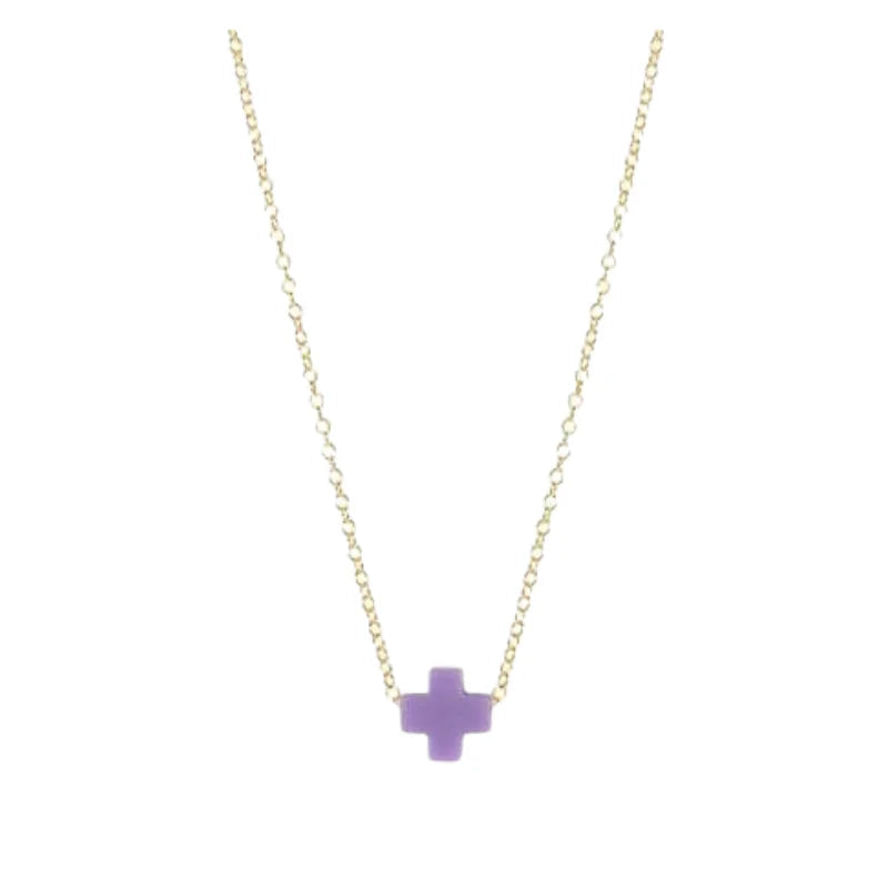 Enewton 14K Gold Purple Cross Pendant Necklace for Women - Elegant Religious Jewelry Gift for Baptism, First Communion & Everyday Wear