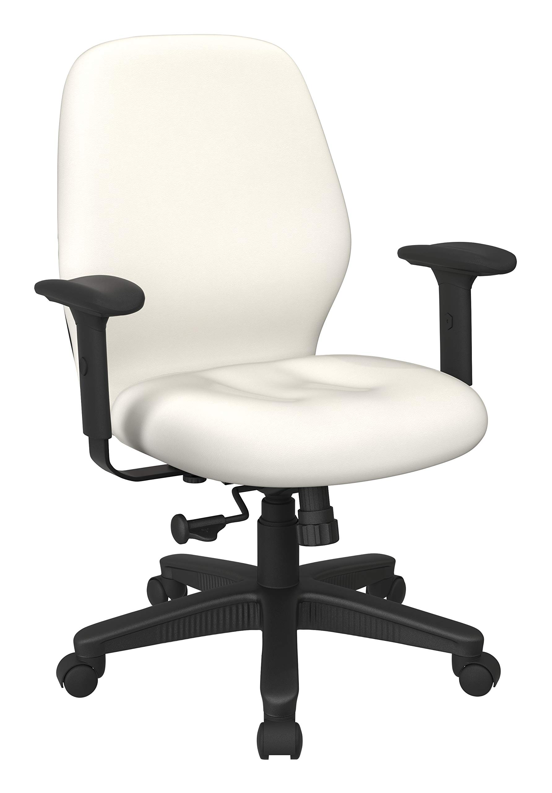 Office Star Ergonomic Mid Back Office Desk Chair with 2-to-1 Synchro Tilt Control & Adjustable Soft Padded Arms - Dillon Snow Fabric - Perfect for Home Office, Workstation & Long Hours Sitting