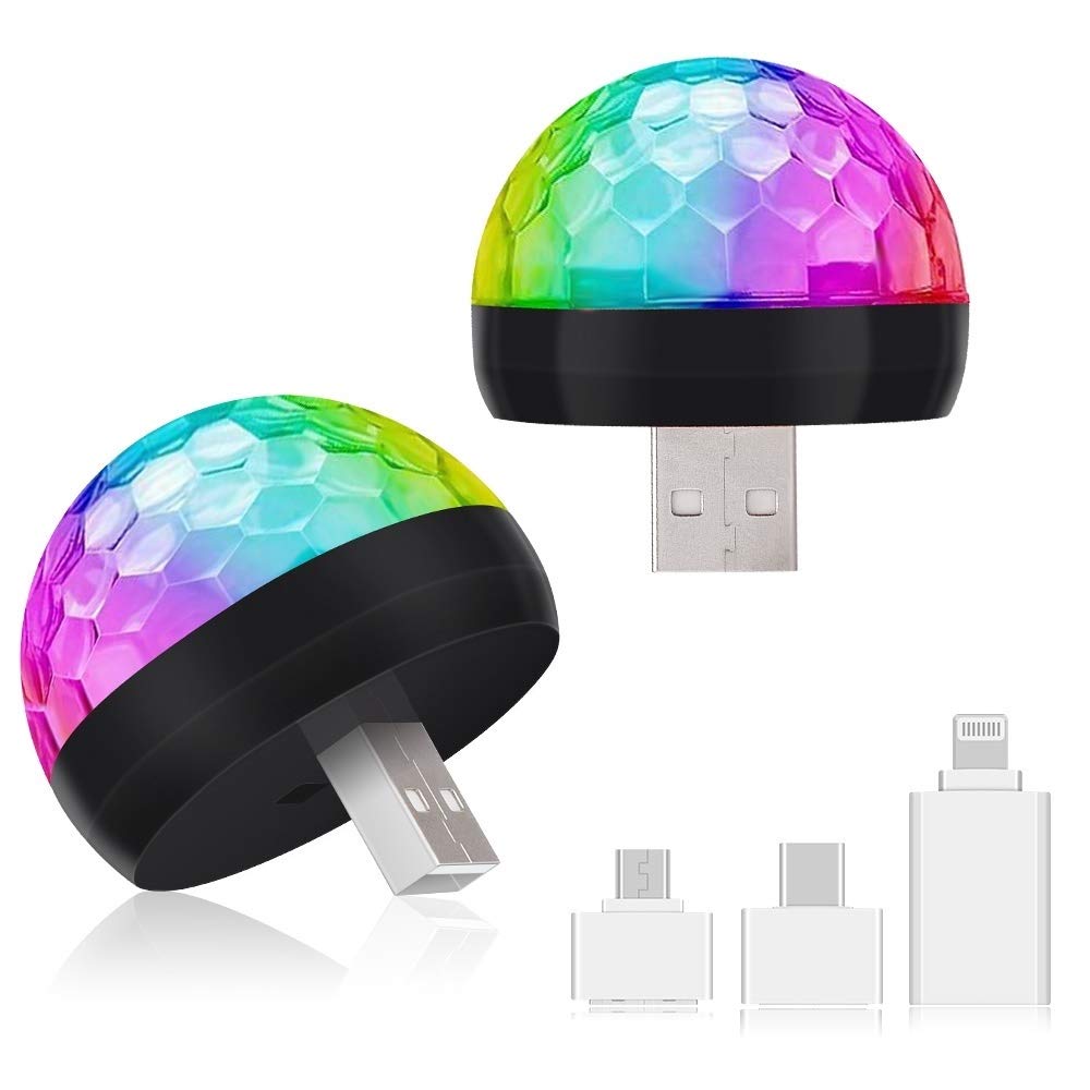USB Mini Disco Ball Lights - Sound Activated LED Party Lights for KTV, DJ Stage & Christmas Decor