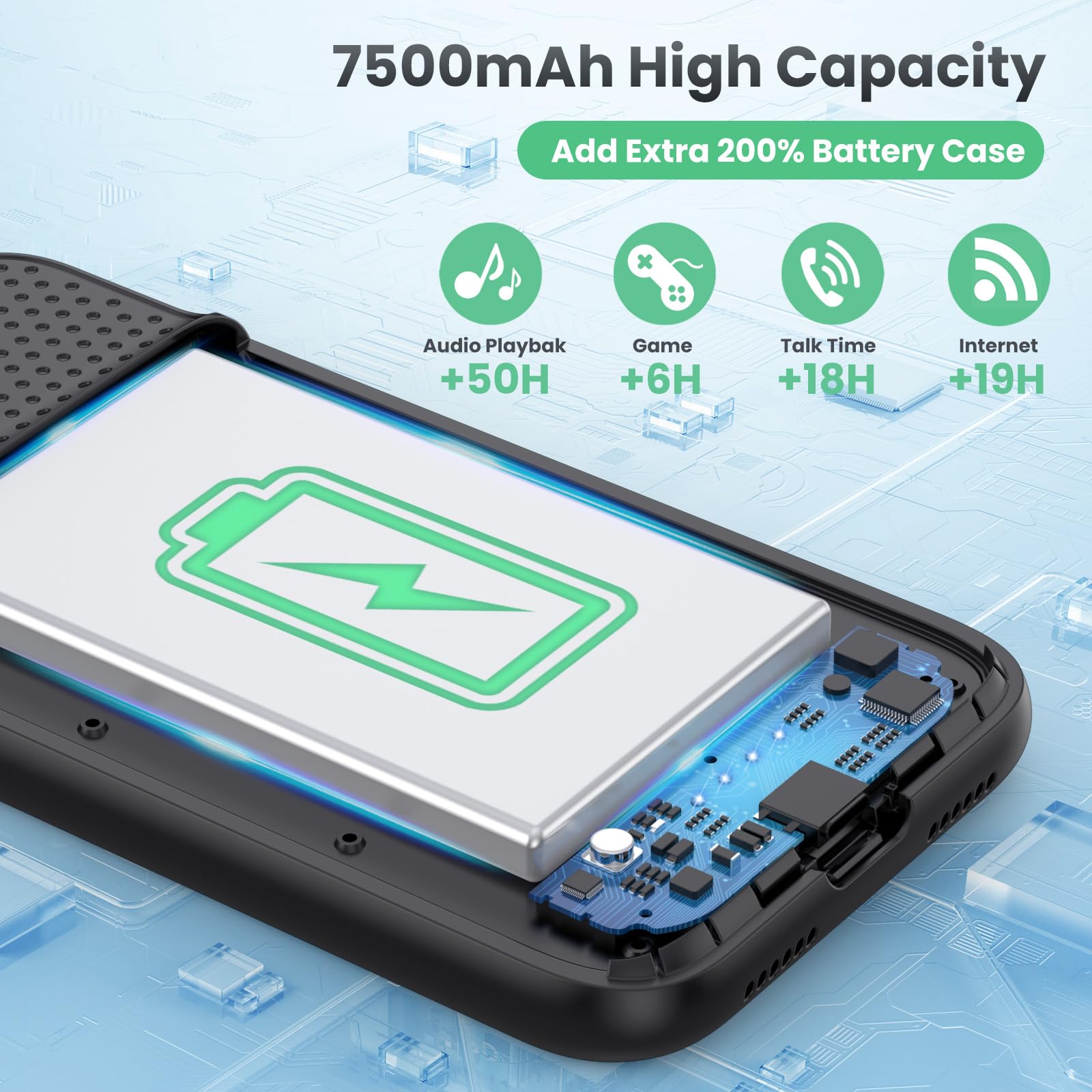 7500mAh Ultra-Slim Battery Case for iPhone 11/XR (6.1 Inch) - Protective Charging Cover with Portable Rechargeable Power Bank | Perfect for Travel, Work & Outdoor Activities