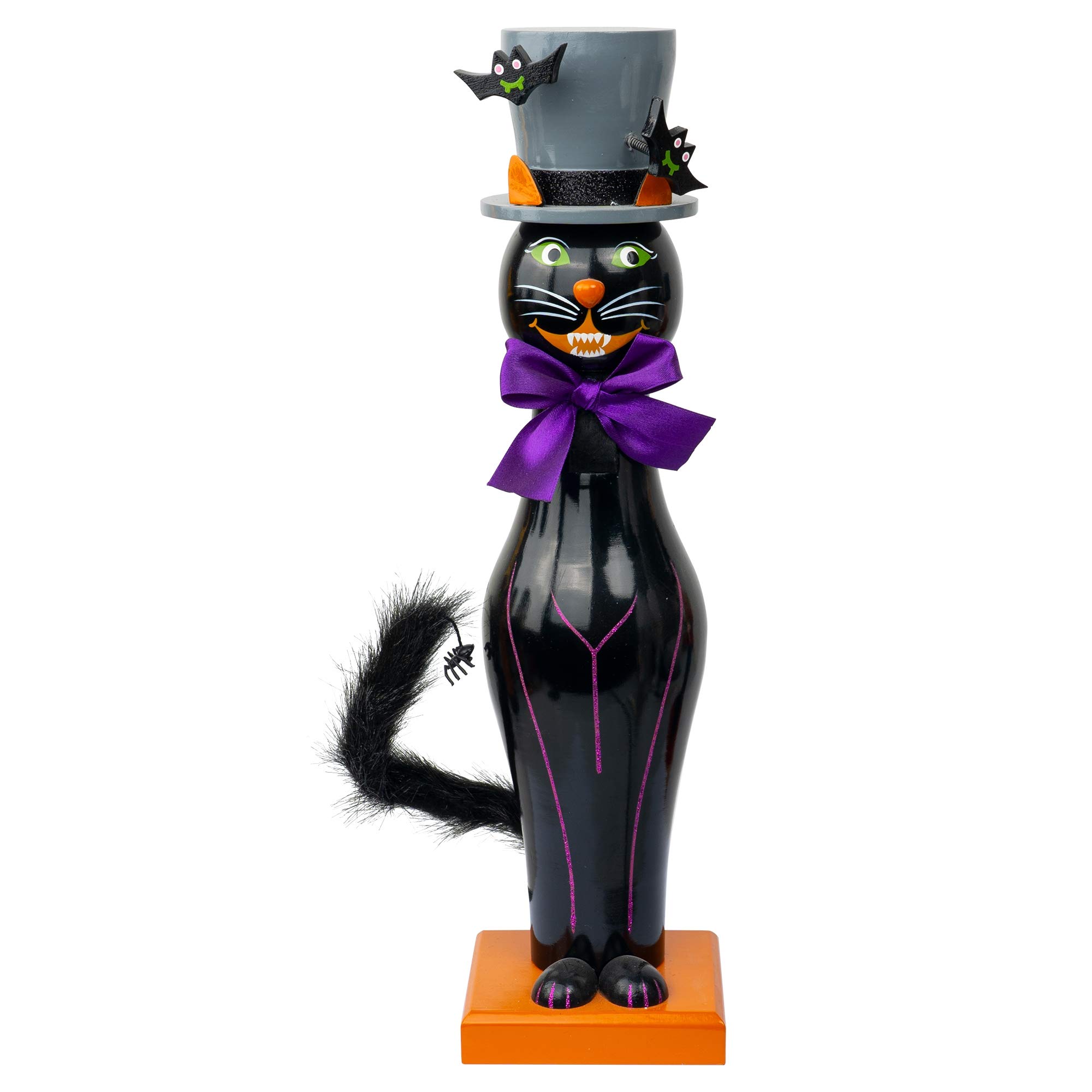 **14 Inch Wooden Nutcracker Black Cat Figurines - Halloween Decorations for Home, Farmhouse, Office Desk & Fireplace Table Centerpiece - Indoor Holiday Decor & Clearance Sale**    *Perfect for Halloween parties, home decor, seasonal gifts, and festive fireplace displays.*