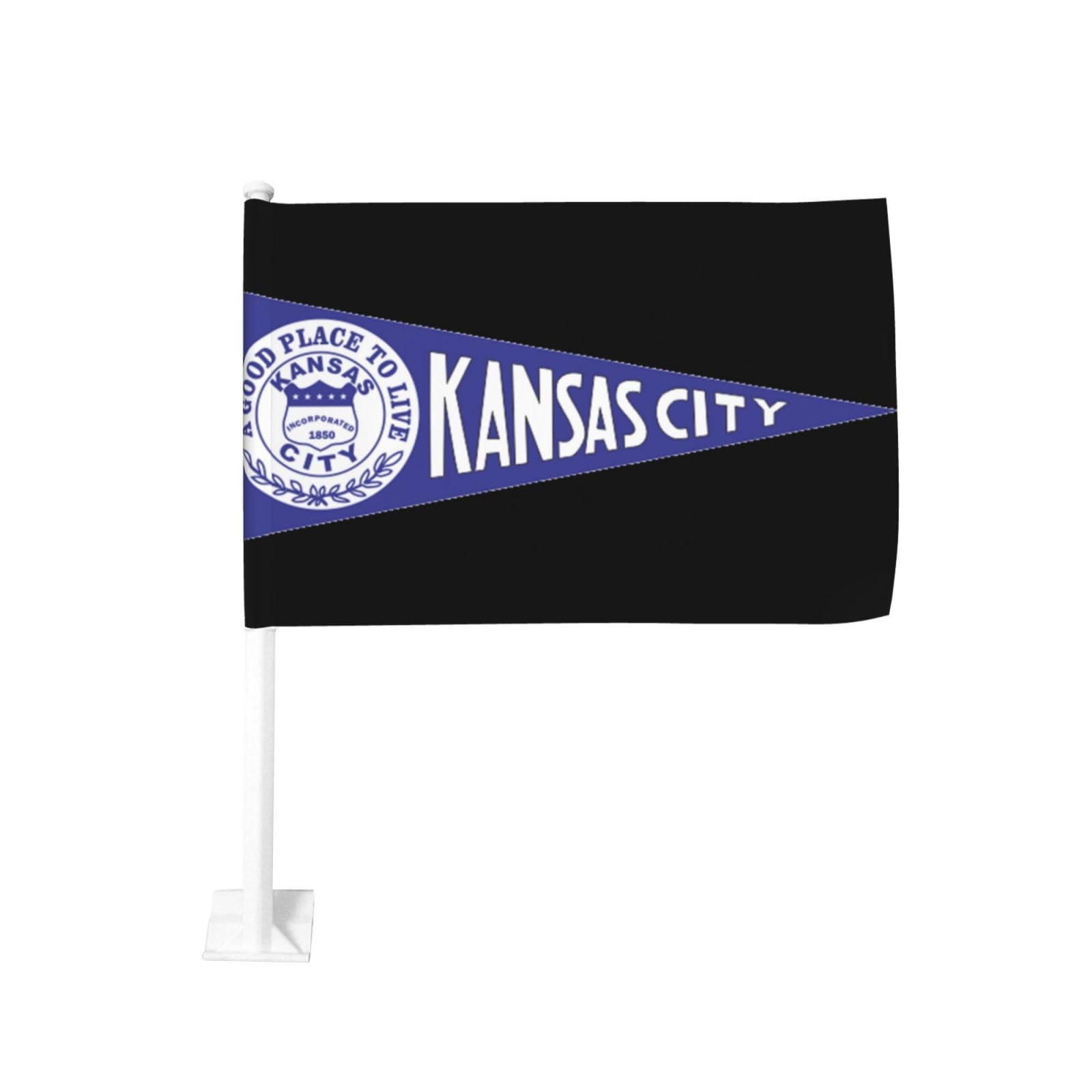Kansas City Missouri Flag (1913-1936) - 12x18 Inch Double Sided Car Flag with Clip - Funny Outdoor Window Decoration for Cars, Trucks & Parades - Vintage MO State Pride Accessory