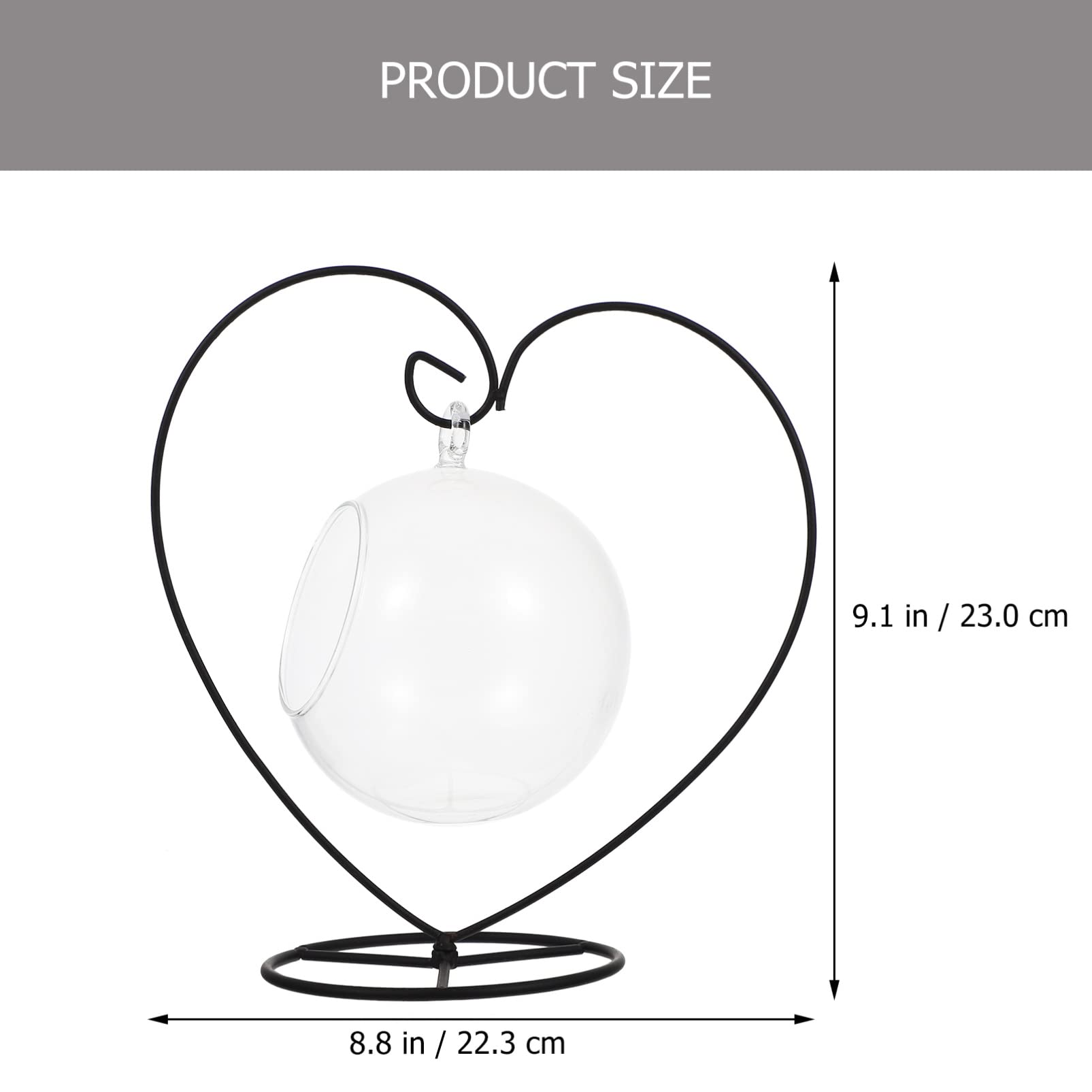 Homoyoyo Wrought Iron Hanging Plant Stand - Air Plant Holder, Tabletop Propagation Planter, Terrarium Display & Mini Votive Glass Vase - Perfect for Indoor Gardens, Home Decor, and Office Greenery